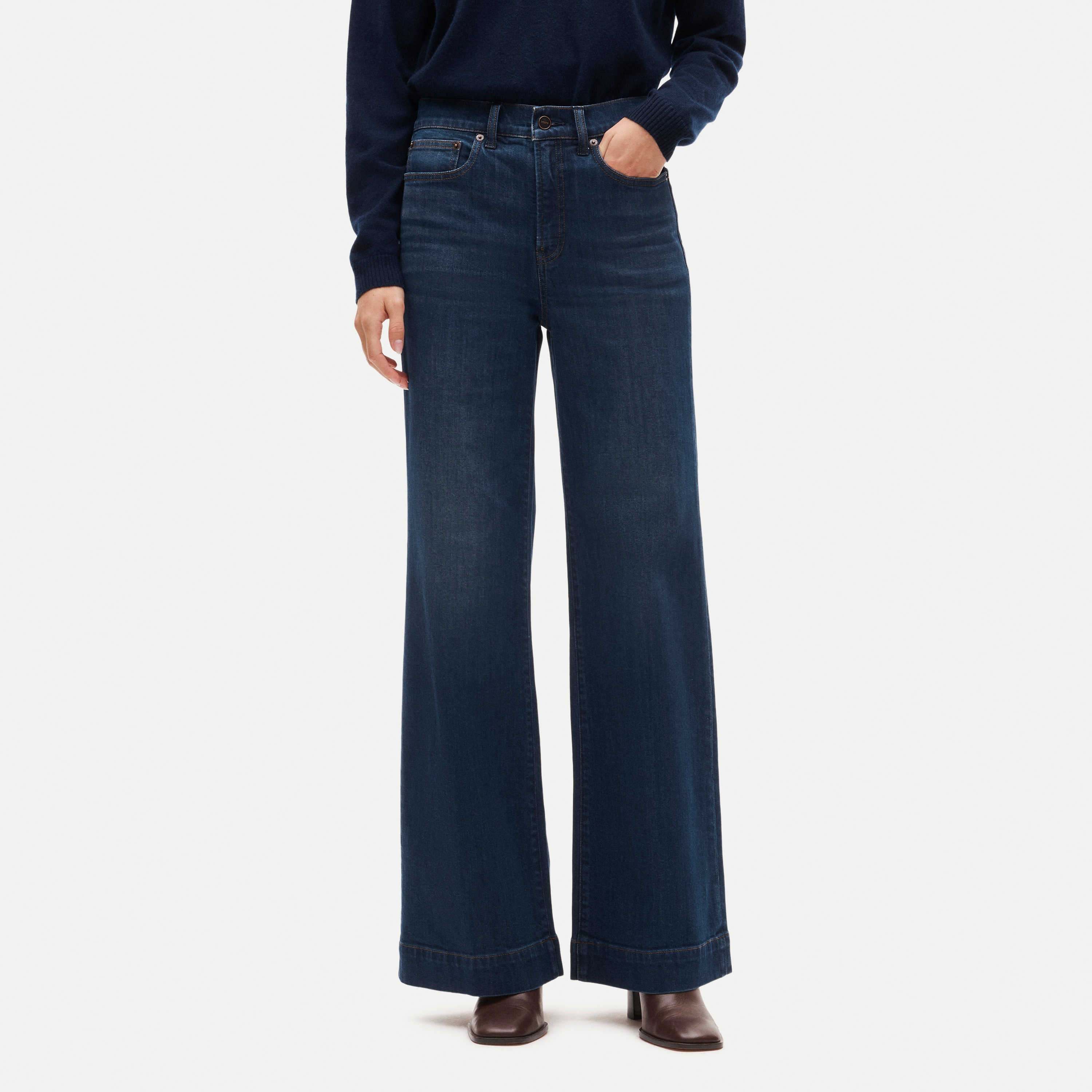 High-waisted denim trouser jean