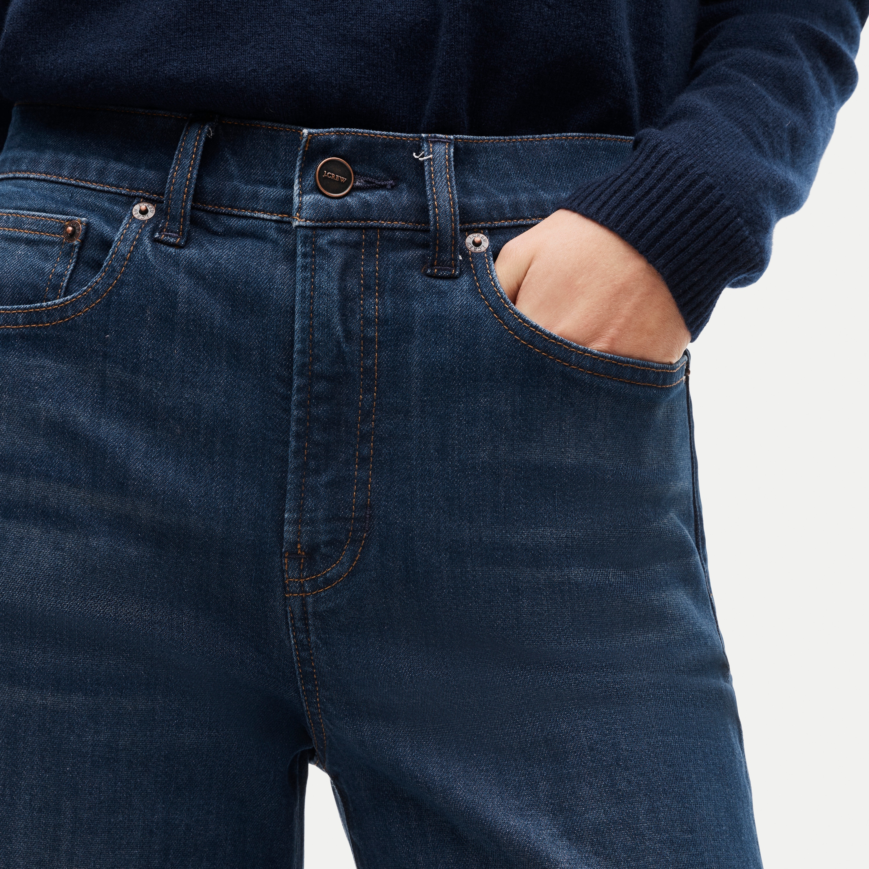 High-waisted denim trouser jean