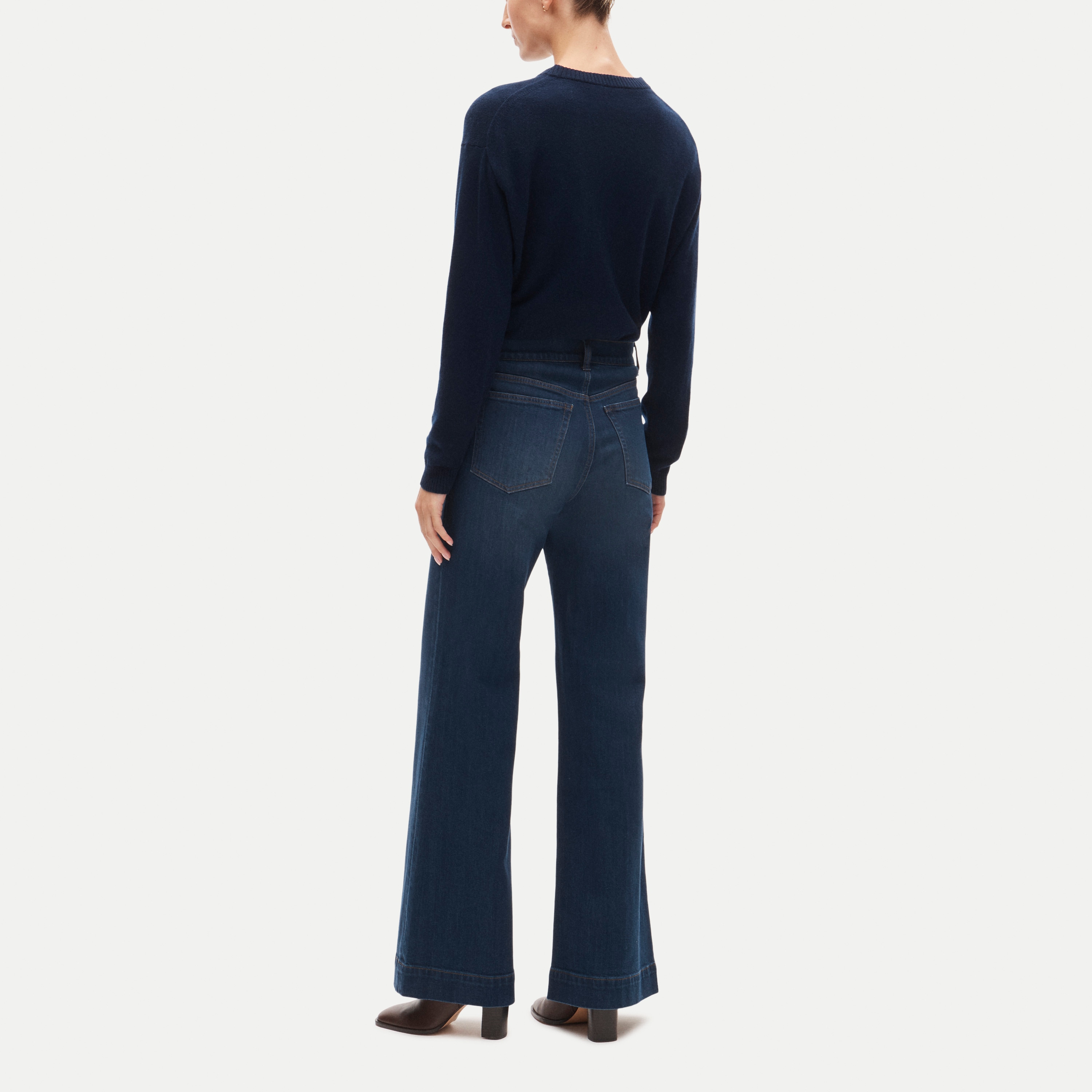 High-waisted denim trouser jean