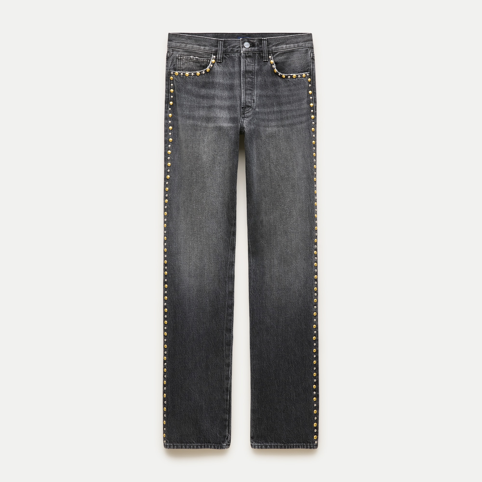 Western straight jean with metallic studs