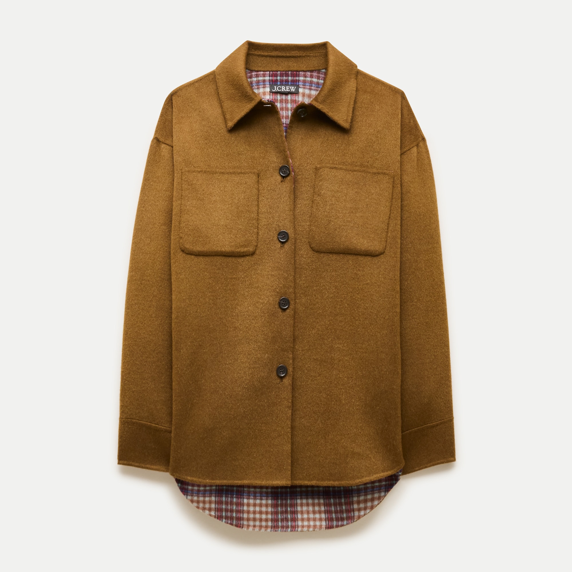Shirt-jacket in drapey wool blend