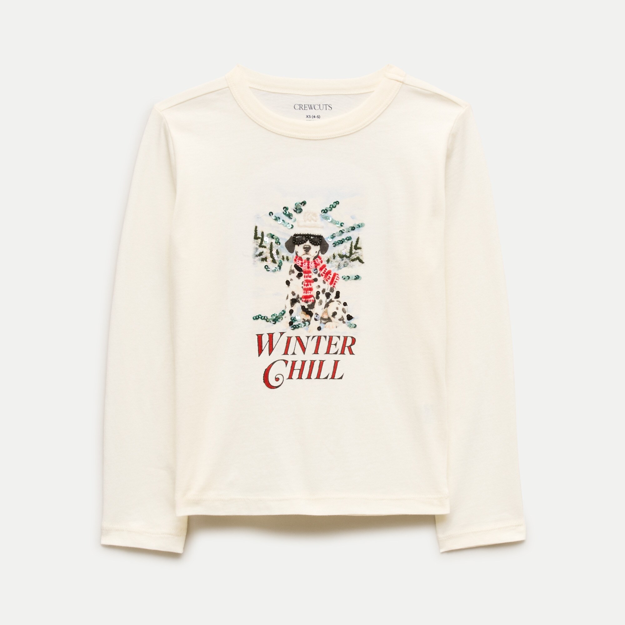 Girls' long-sleeve "Winter chill" embellished graphic T-shirt