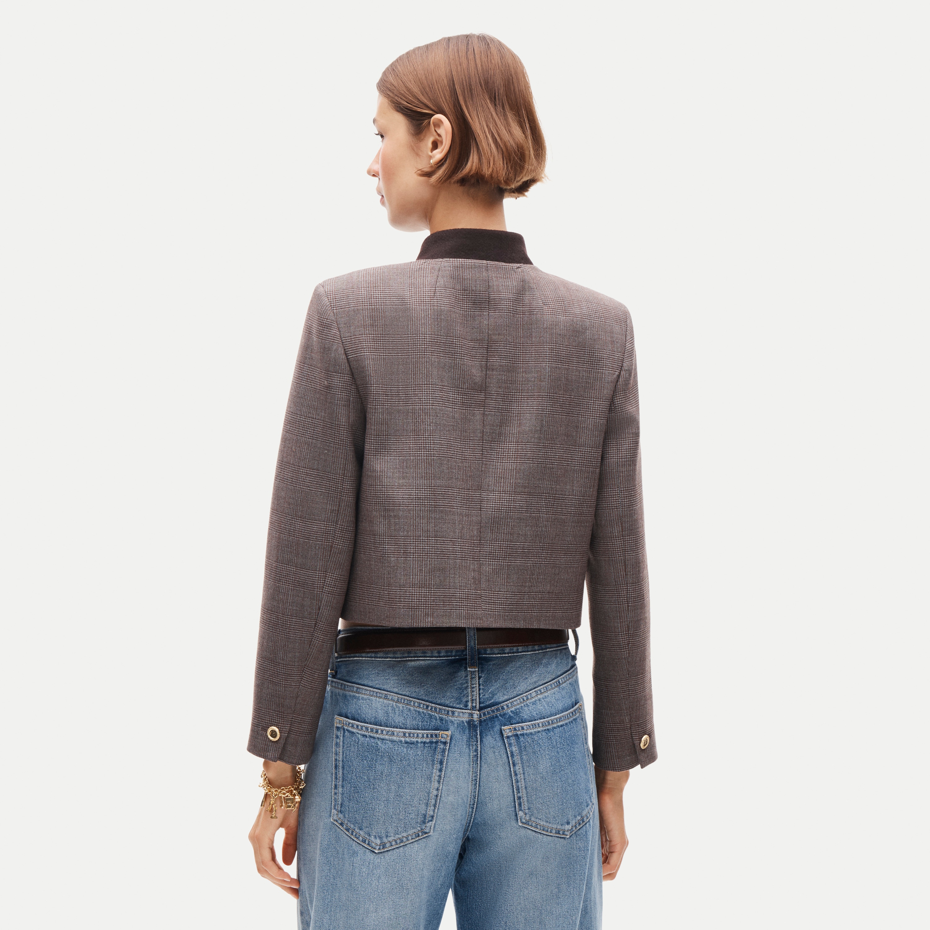 Greer lady jacket in plaid wool-blend flannel