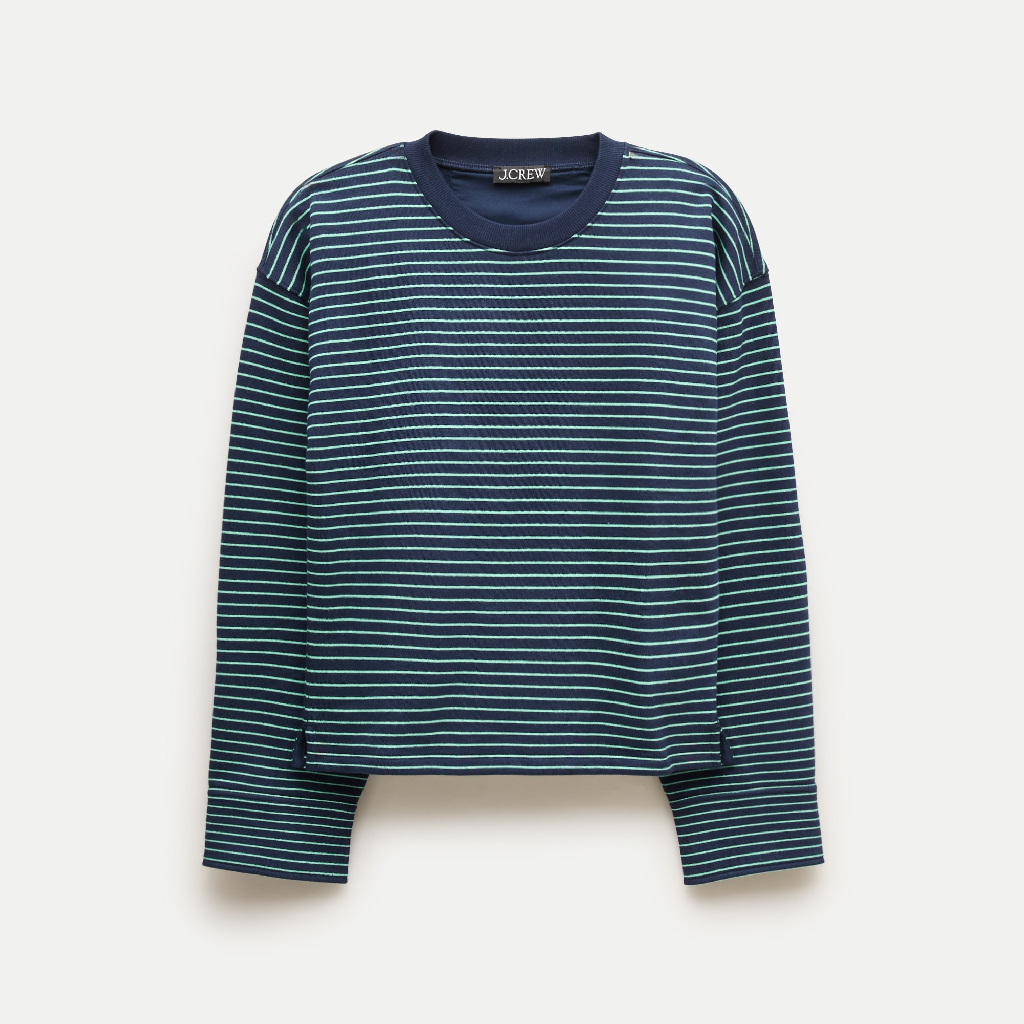 Vintage fleece crewneck sweatshirt in stripe with contrast cuffs