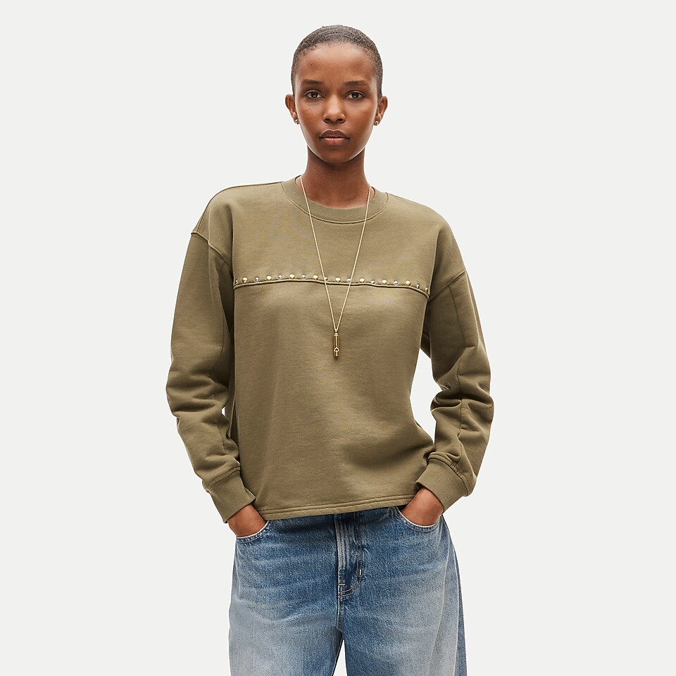 Embellished vintage fleece crewneck sweatshirt by J.Crew