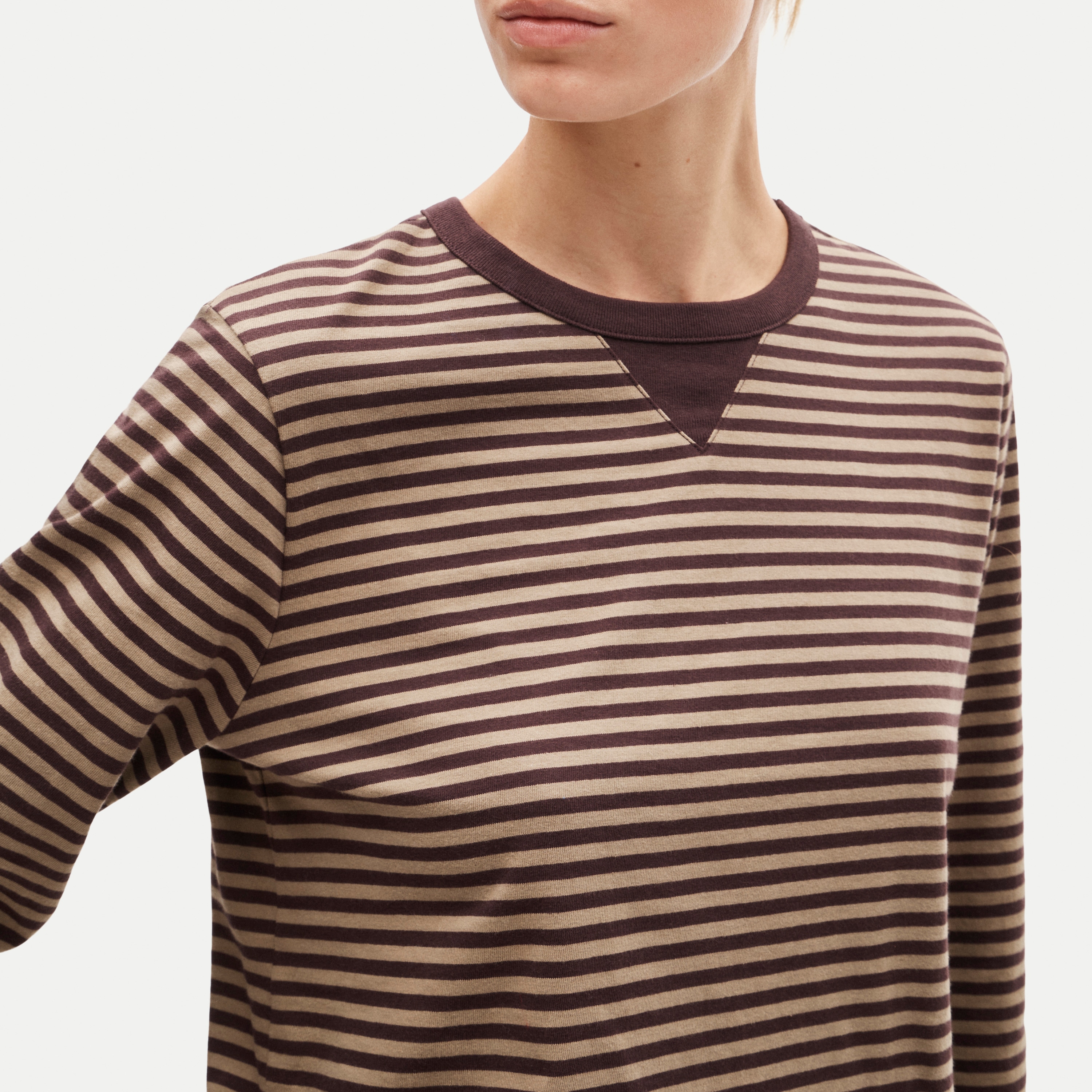 Boyfriend jersey relaxed long-sleeve T-shirt in stripe