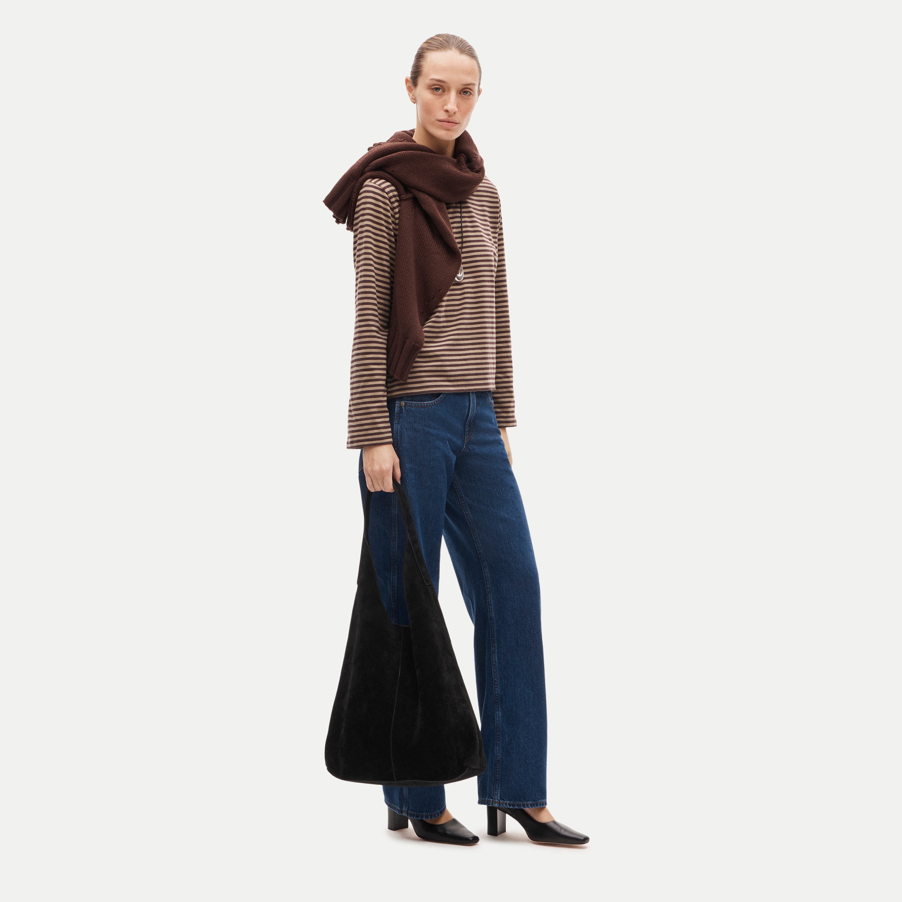 Boyfriend jersey relaxed long-sleeve T-shirt in stripe
