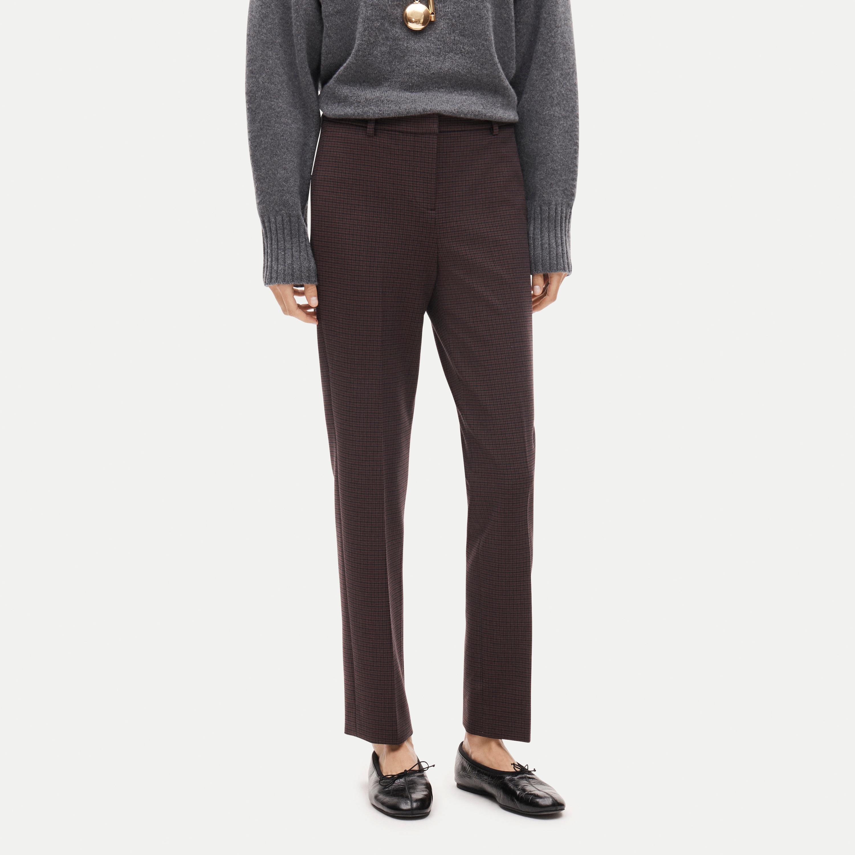 Café pant in plaid four-season stretch
