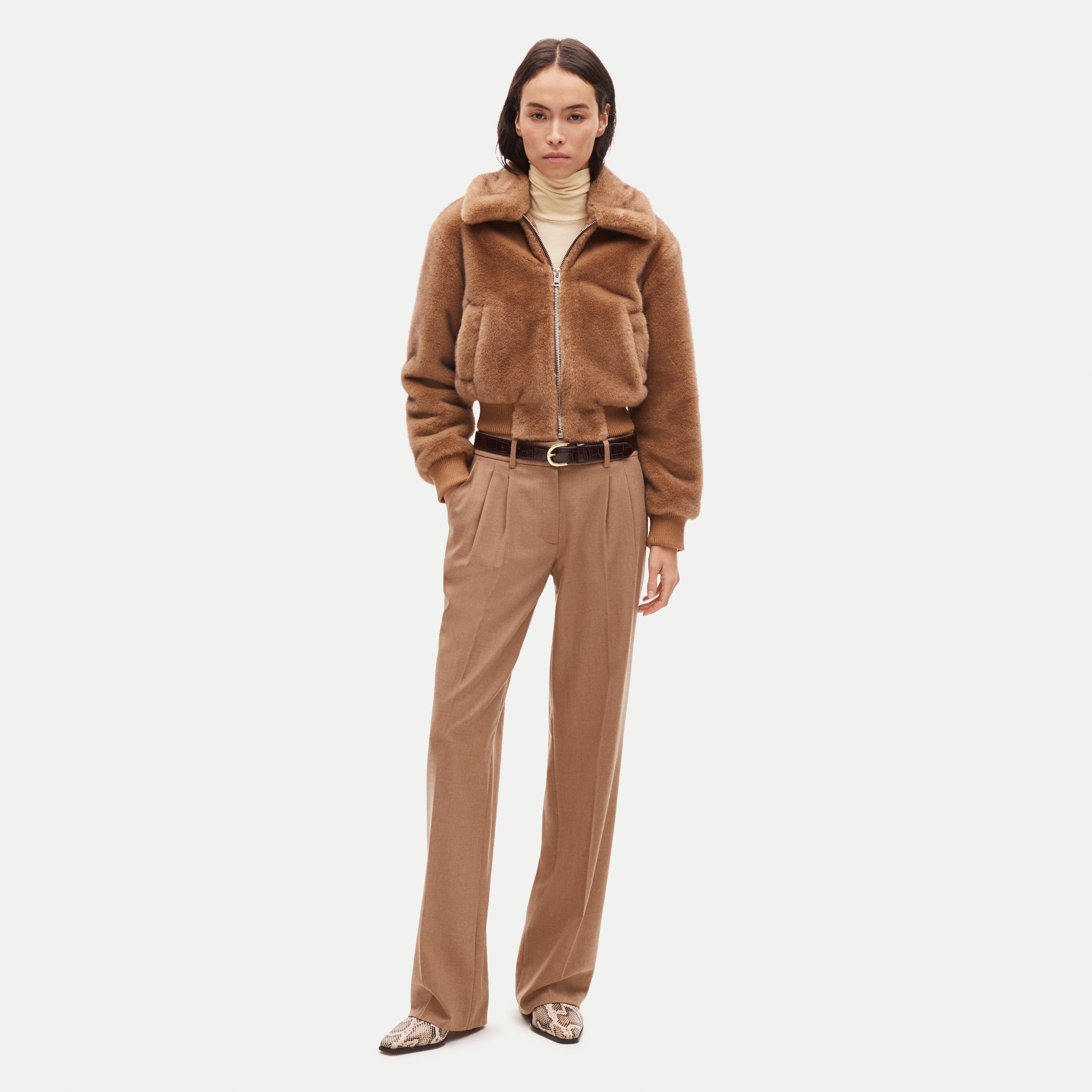 Essential trouser in wool-blend flannel