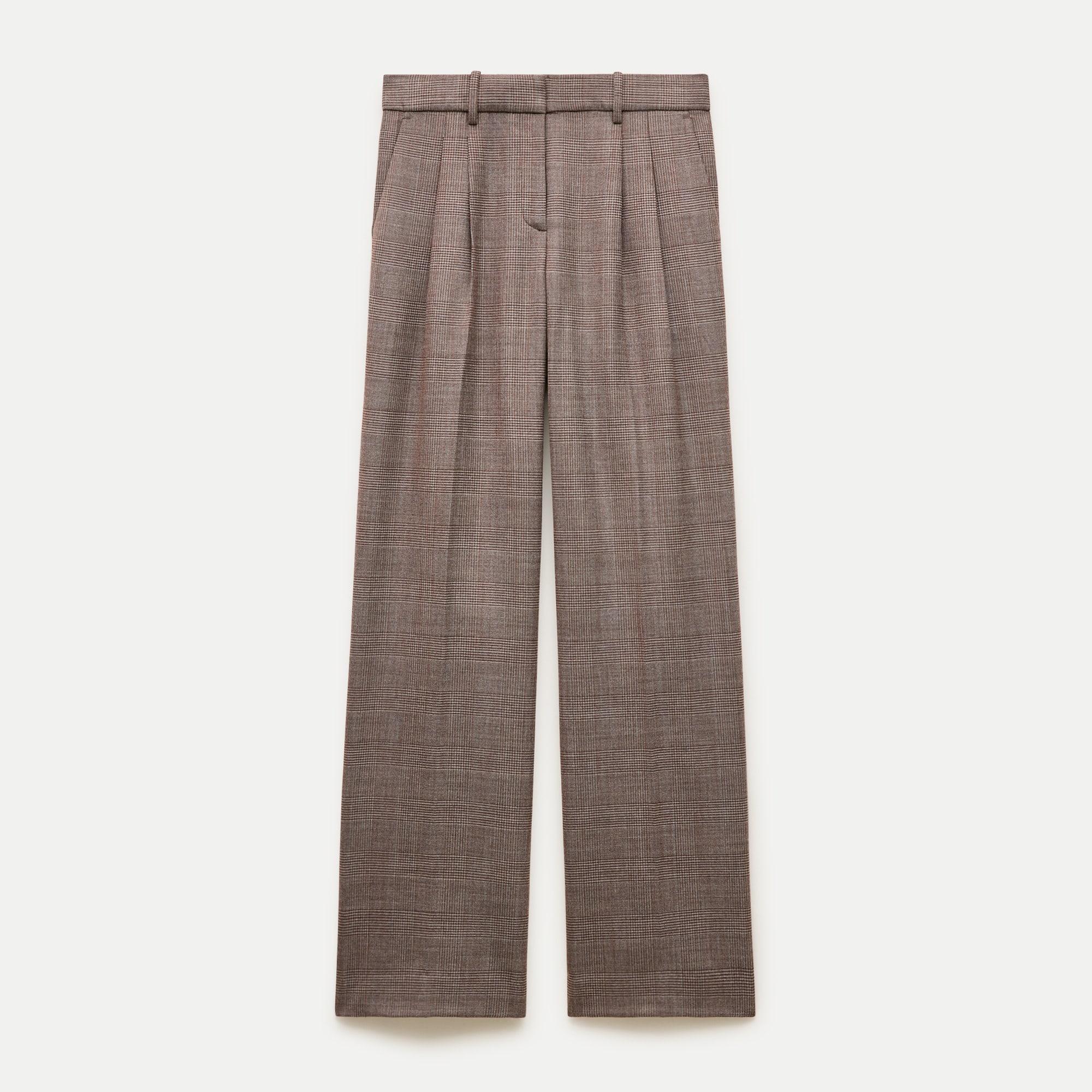 Essential trouser in plaid wool-blend flannel