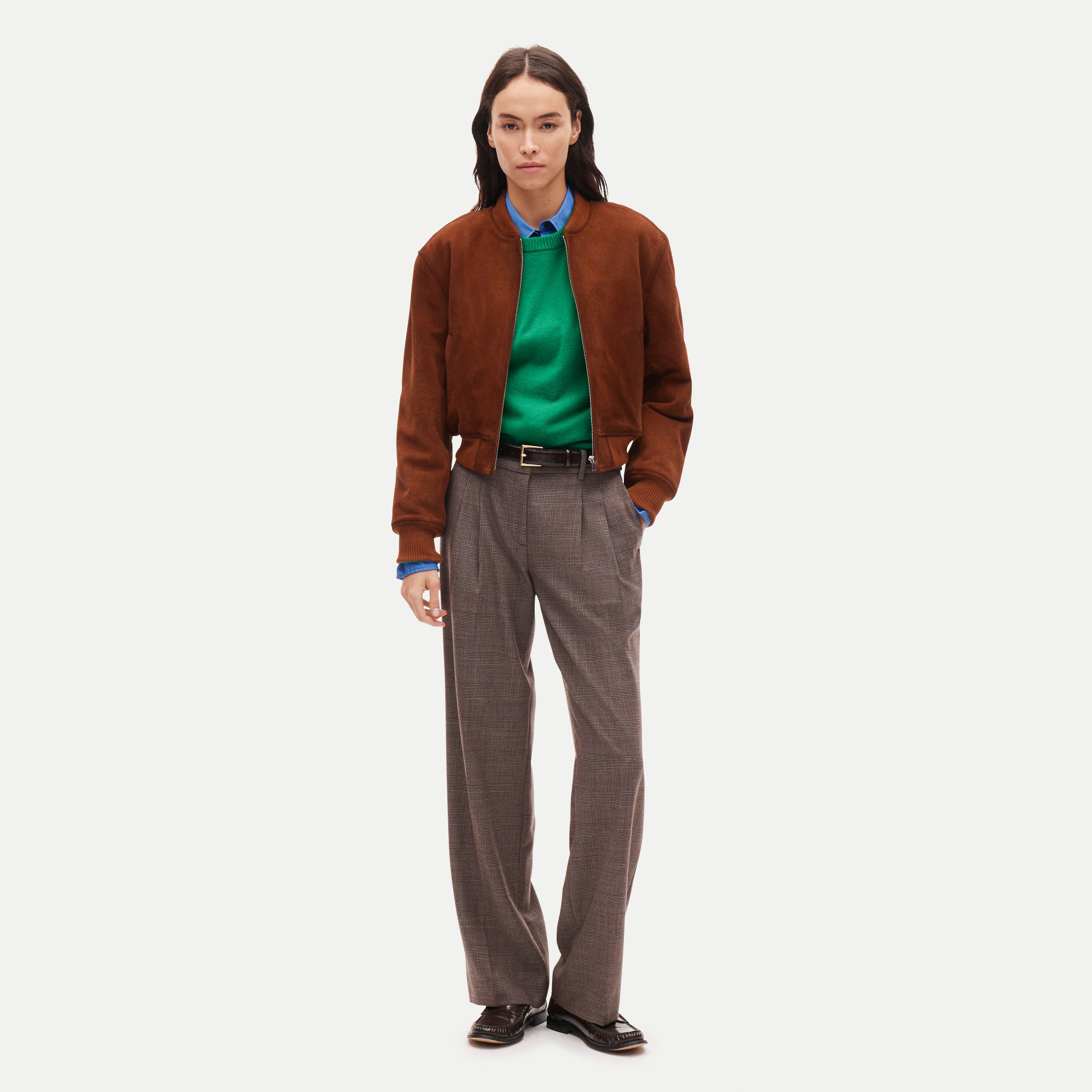 Essential trouser in plaid wool-blend flannel