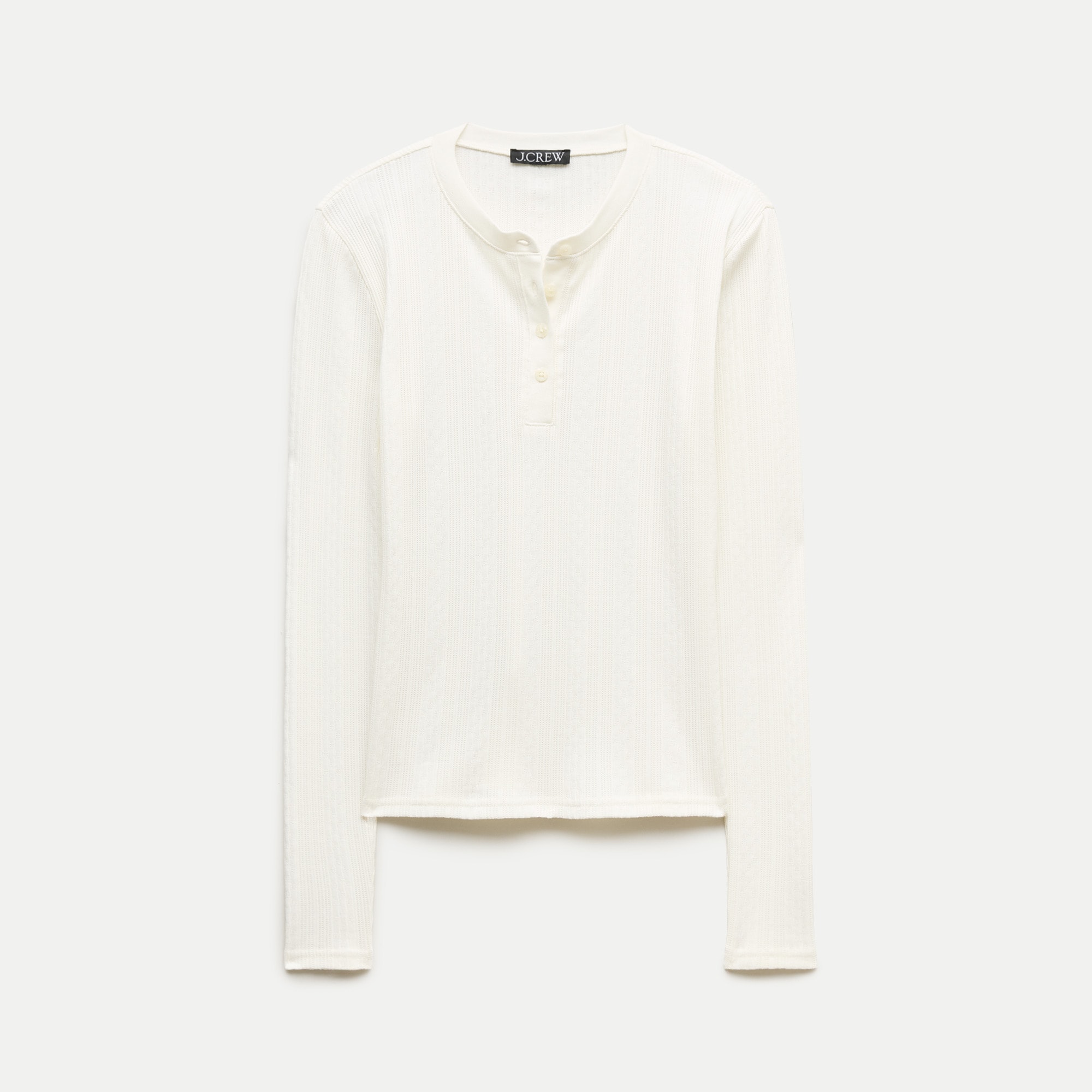 Pointelle long-sleeve henley