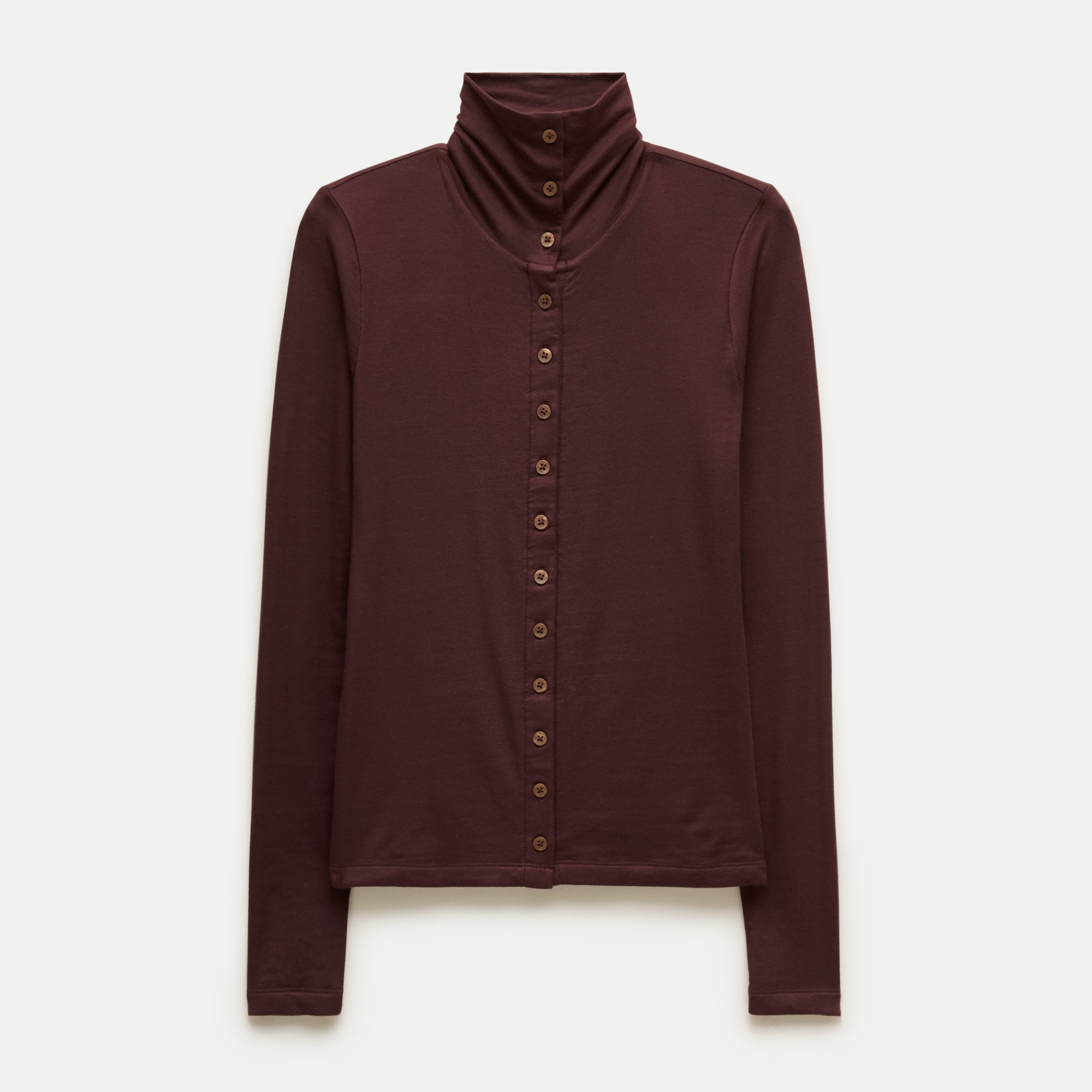 Mockneck cardigan shirt in stretch TENCEL™ lyocell blend