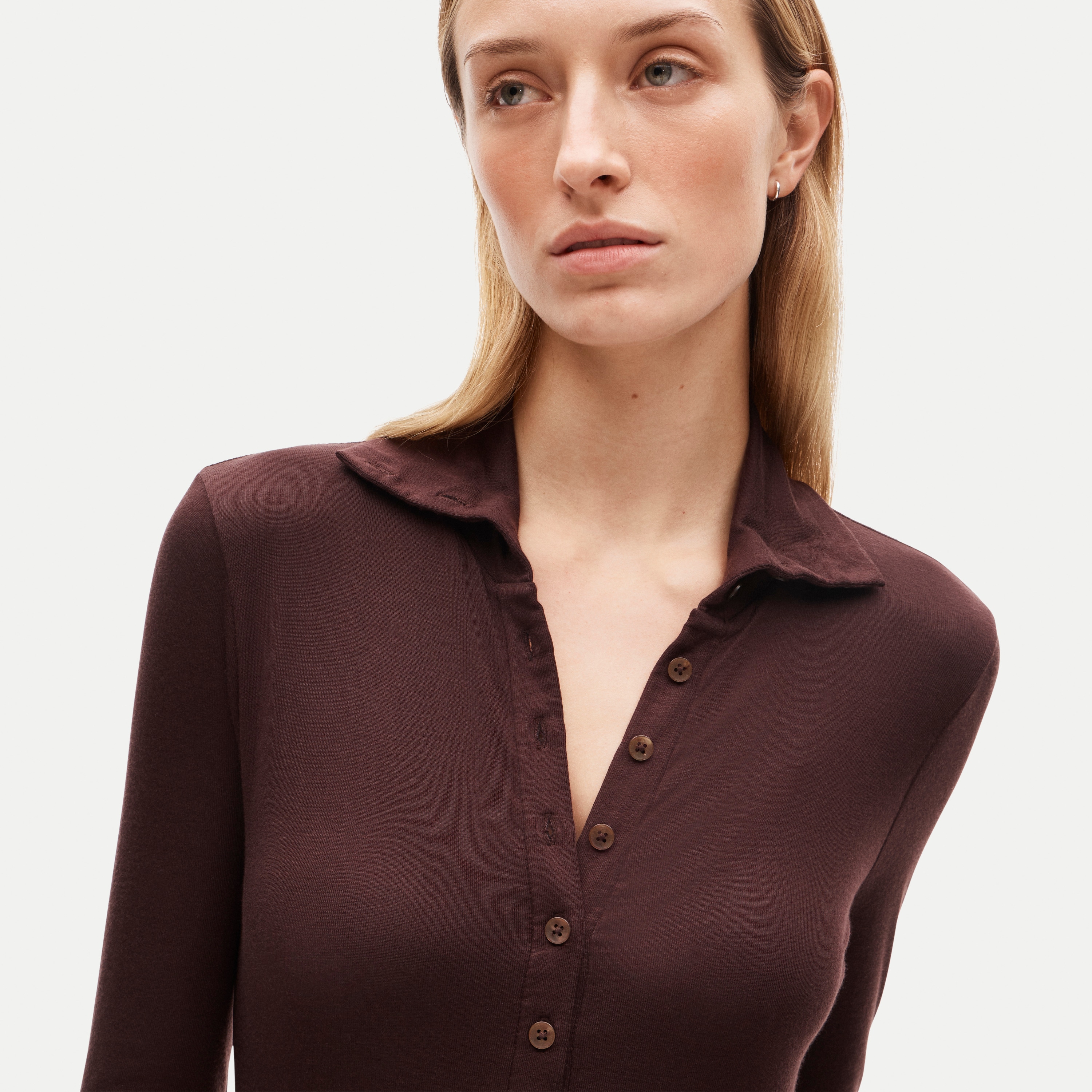 Mockneck cardigan shirt in stretch TENCEL™ lyocell blend