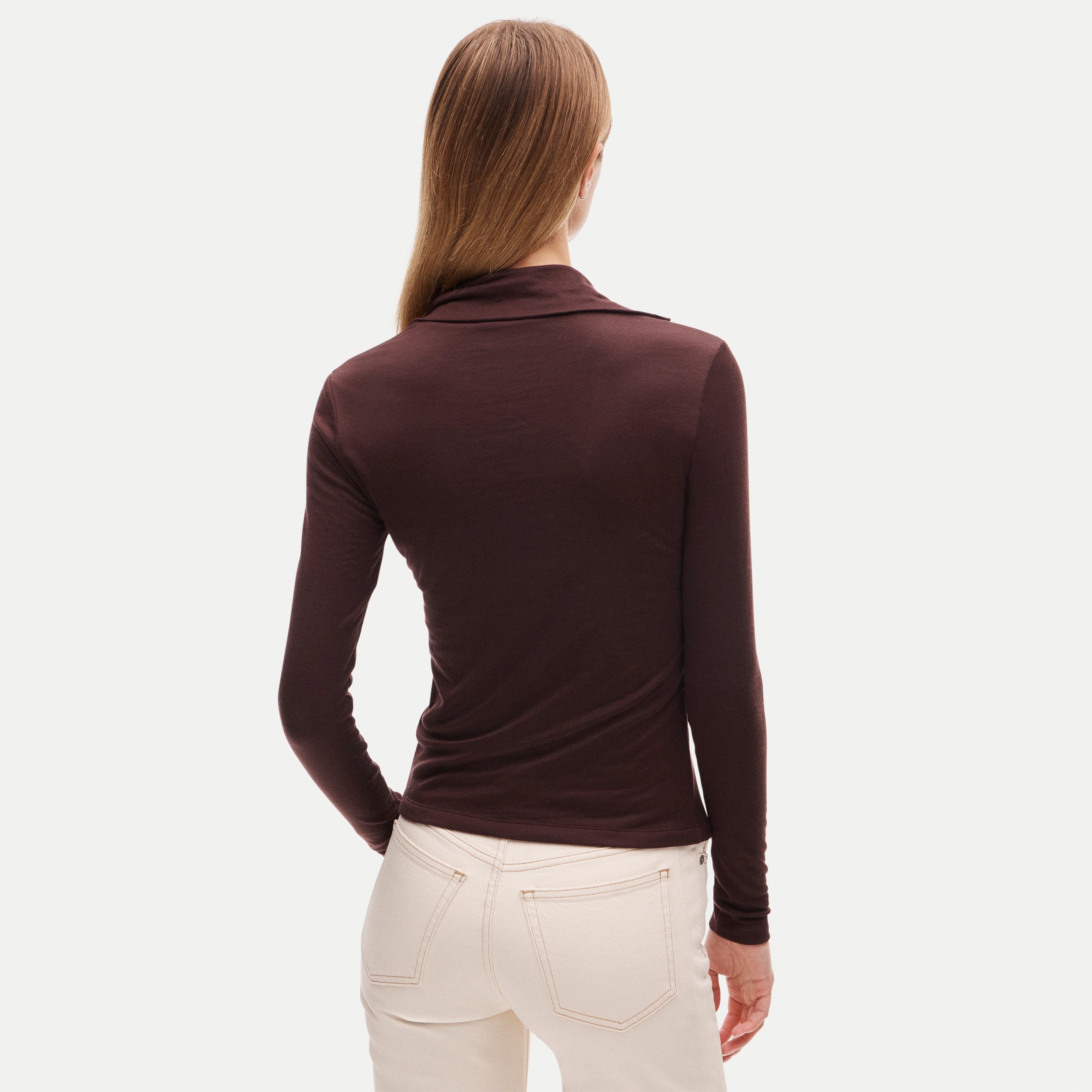 Mockneck cardigan shirt in stretch TENCEL™ lyocell blend