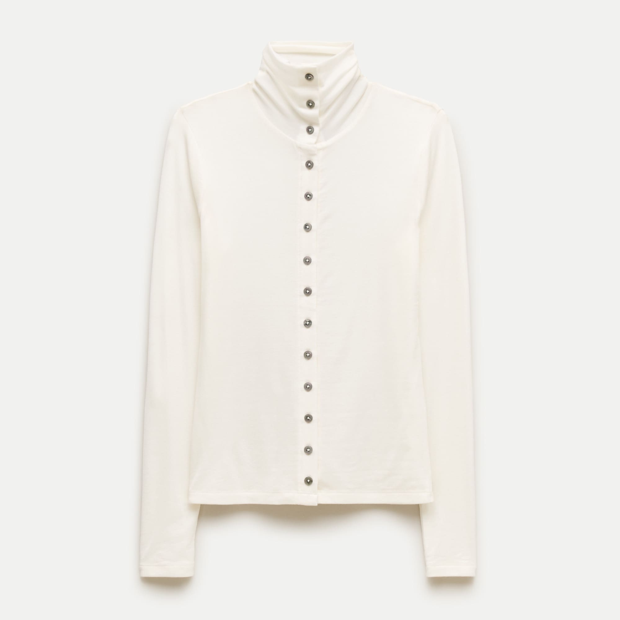Mockneck cardigan shirt in stretch TENCEL™ lyocell blend