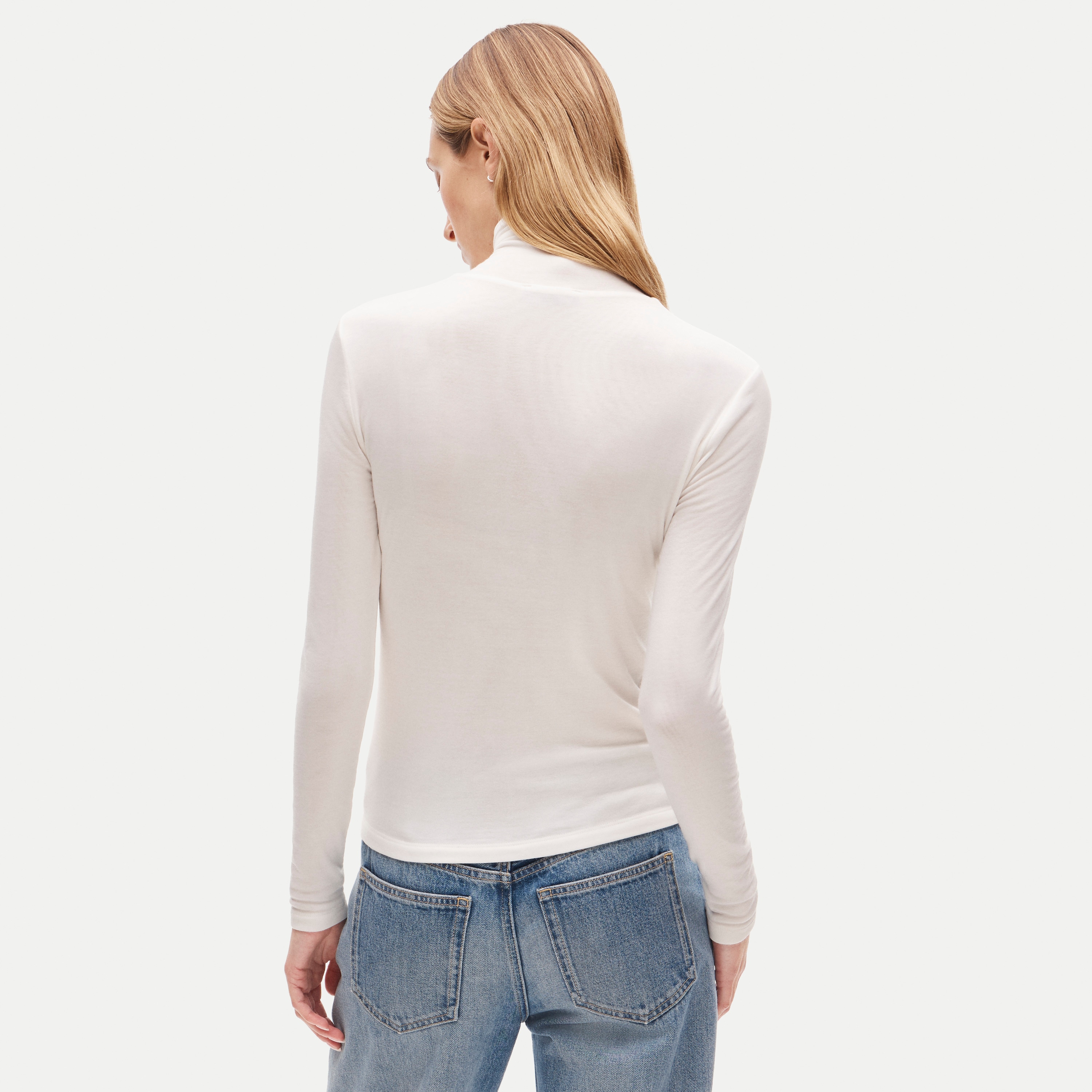 Mockneck cardigan shirt in stretch TENCEL™ lyocell blend