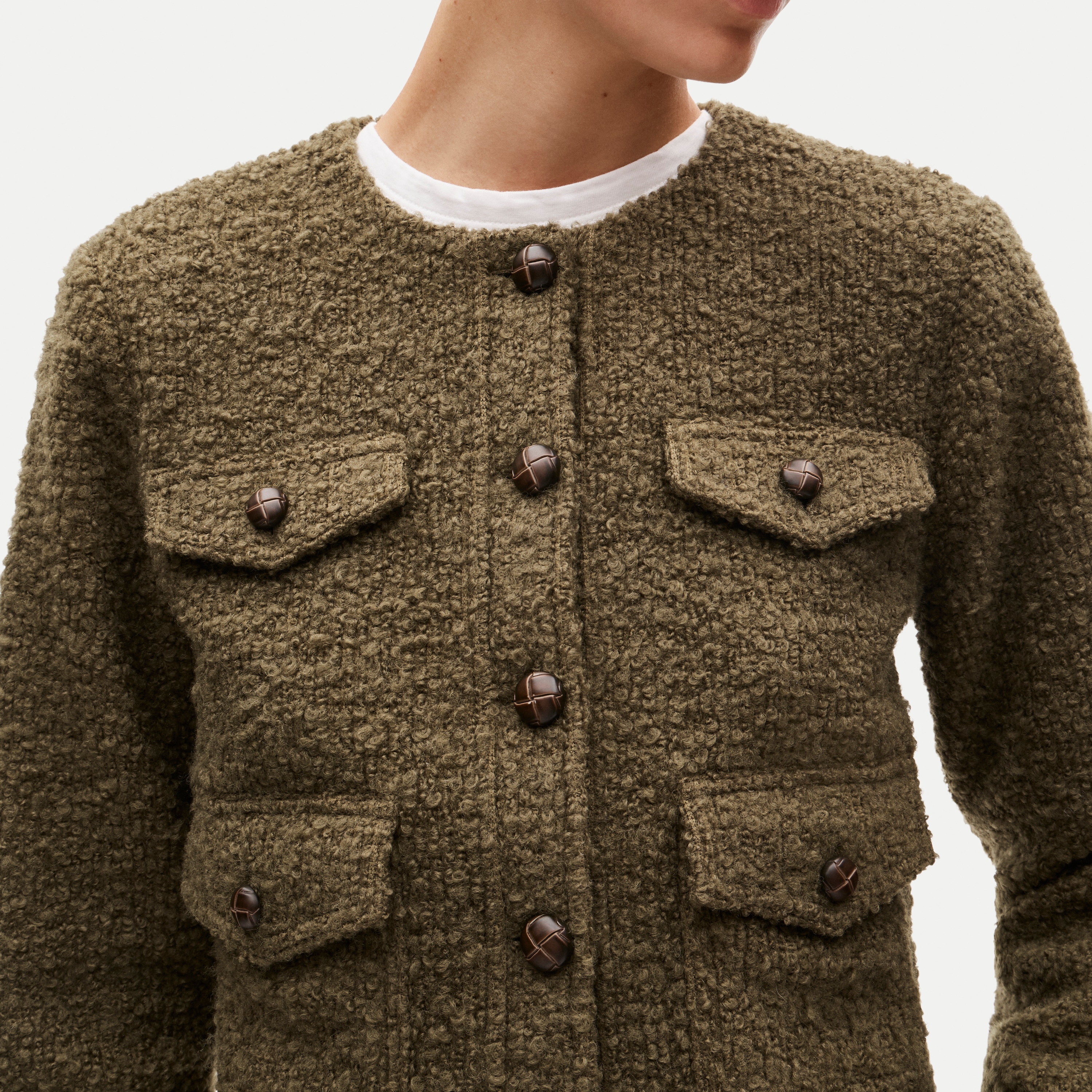 Knit jacket in bouclé wool blend