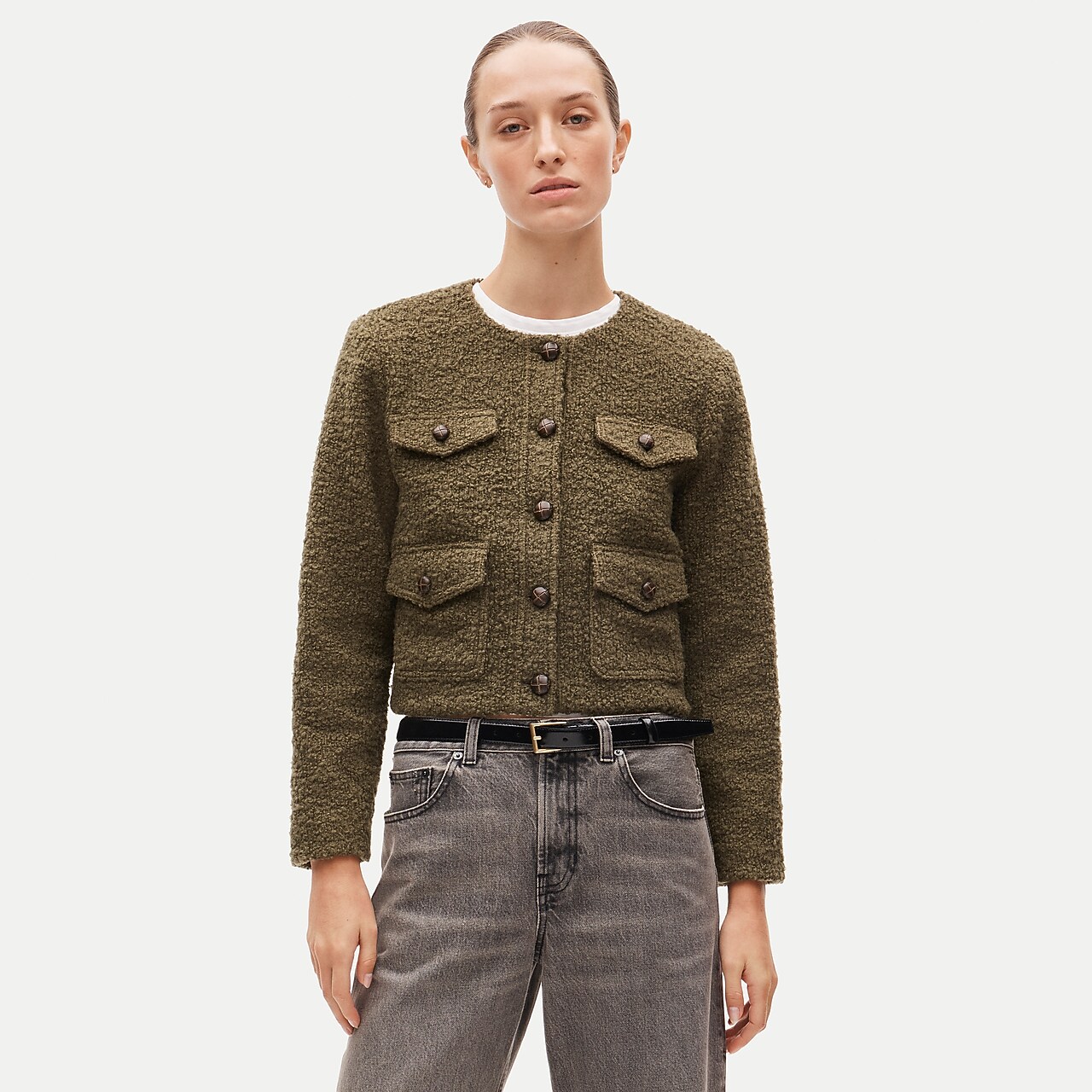 Knit jacket in bouclé wool blend by J.Crew