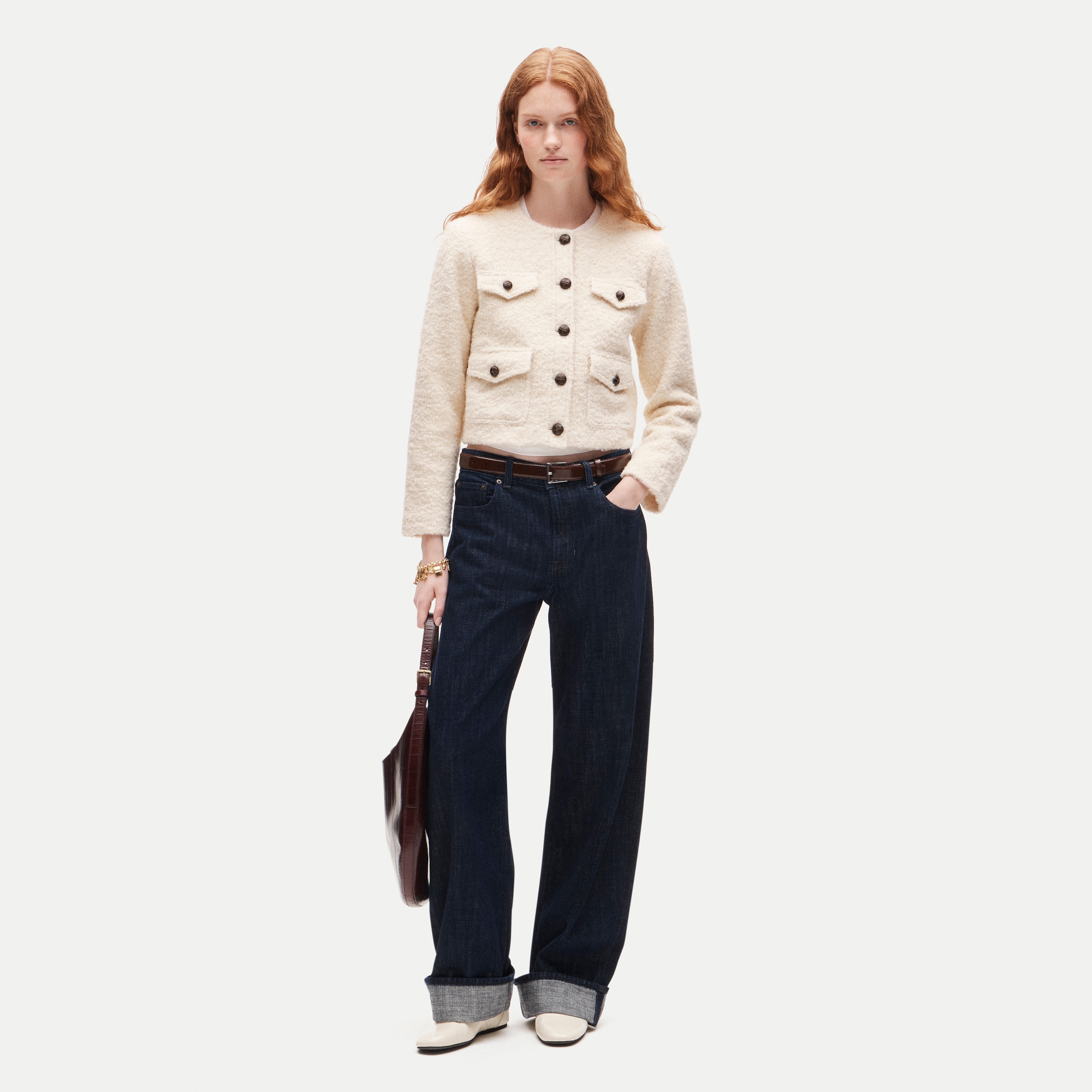 Knit jacket in bouclé wool blend
