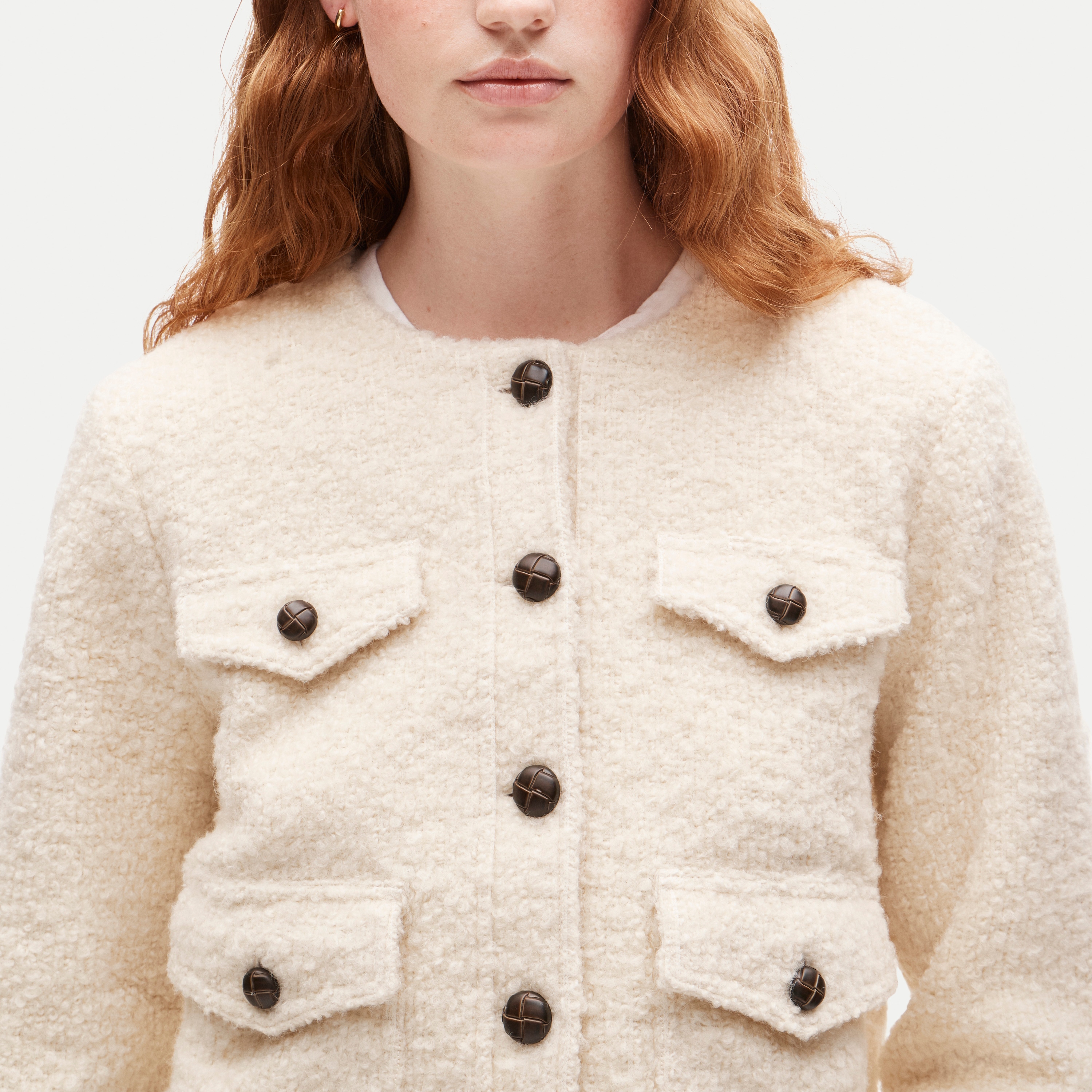 Knit jacket in bouclé wool blend