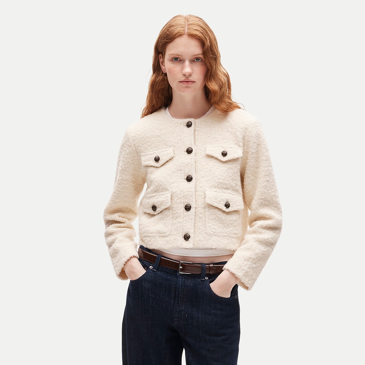 Knit jacket in bouclé wool blend by J.Crew