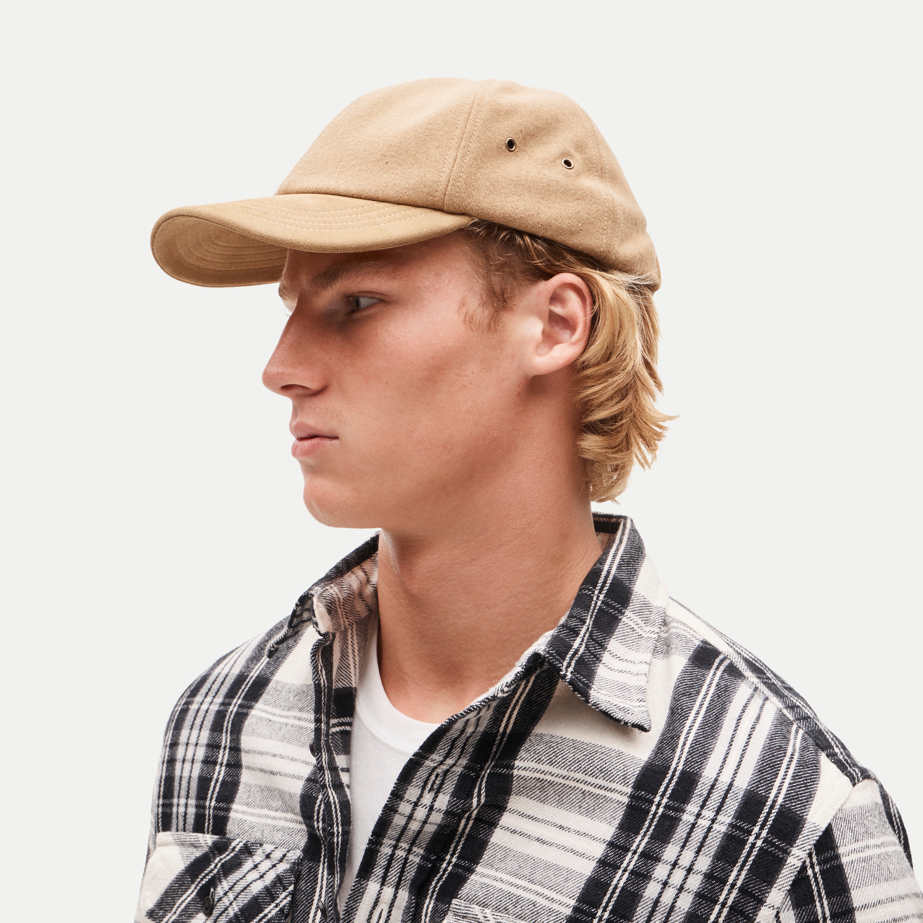 Wool-blend baseball cap with suede brim