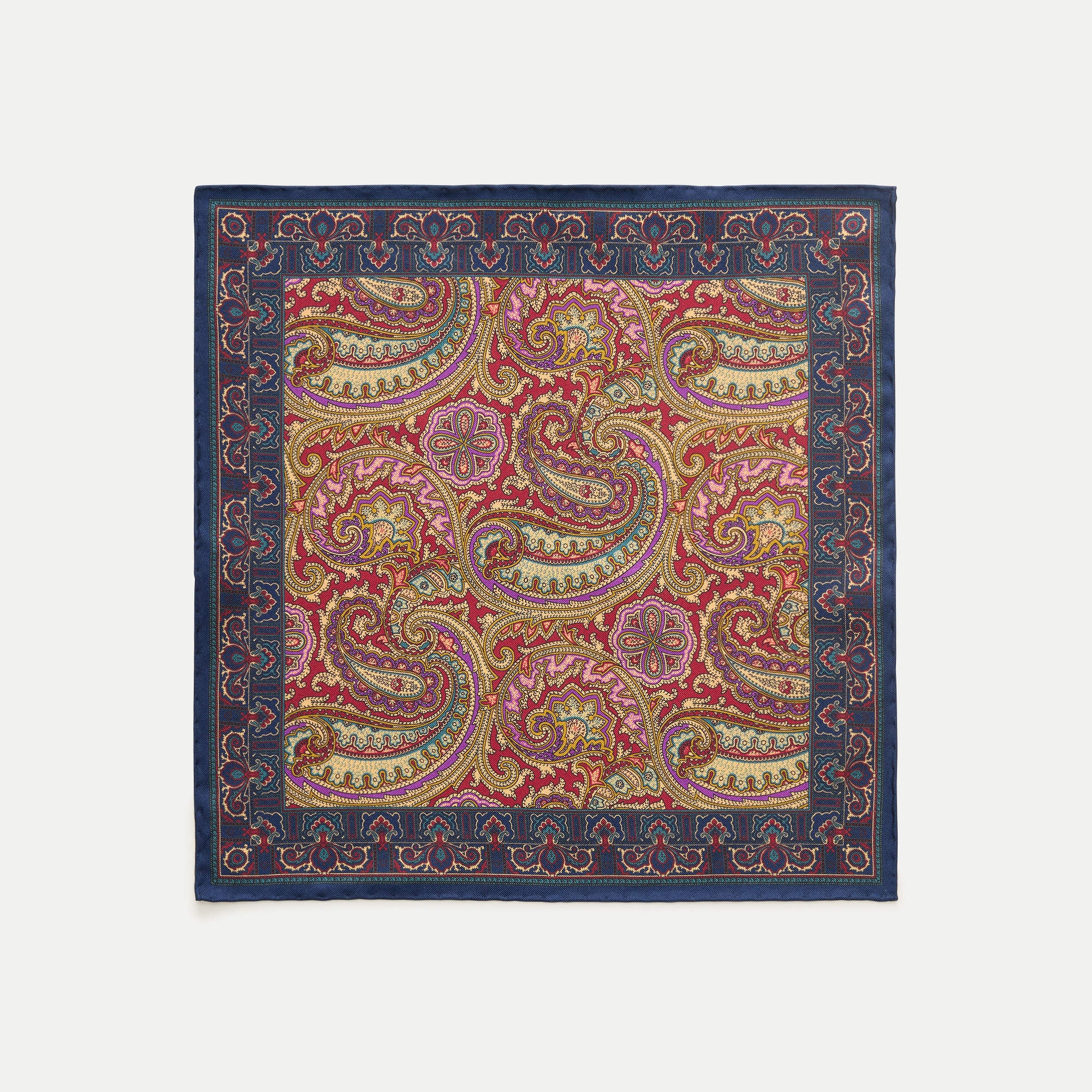 English silk pocket square in paisley