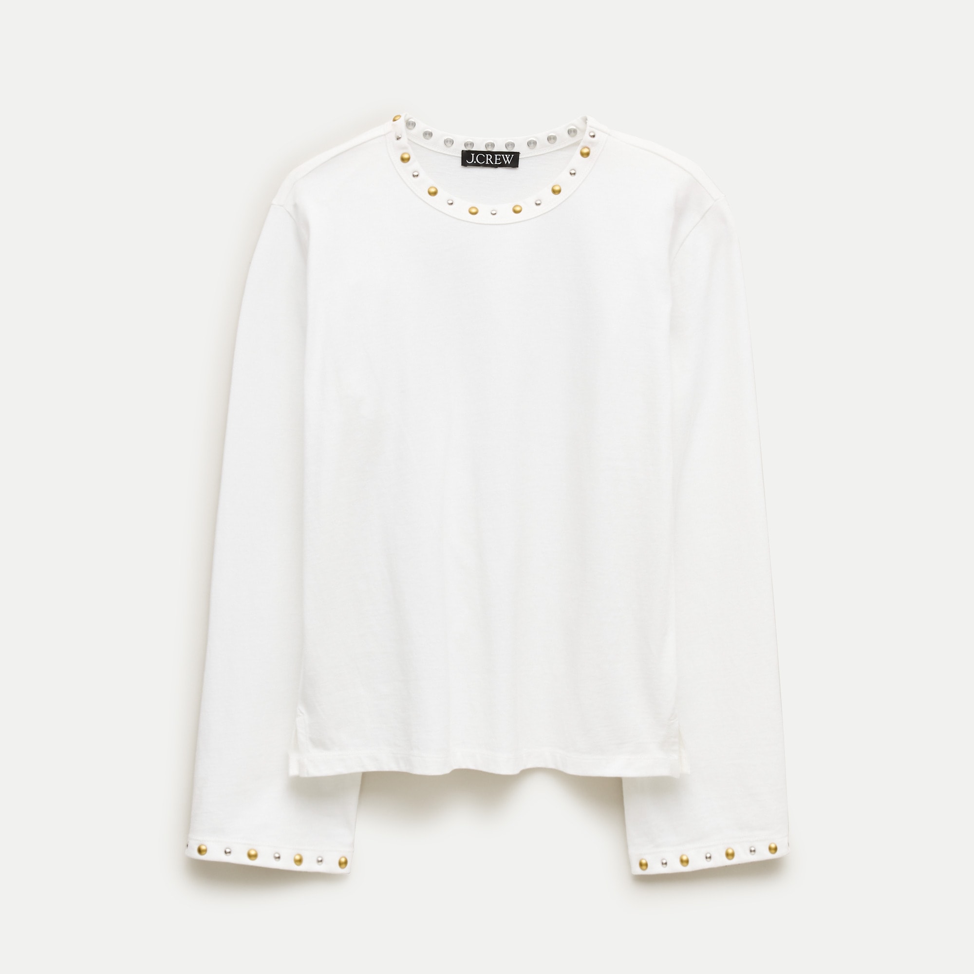 Embellished boyfriend jersey relaxed long-sleeve T-shirt