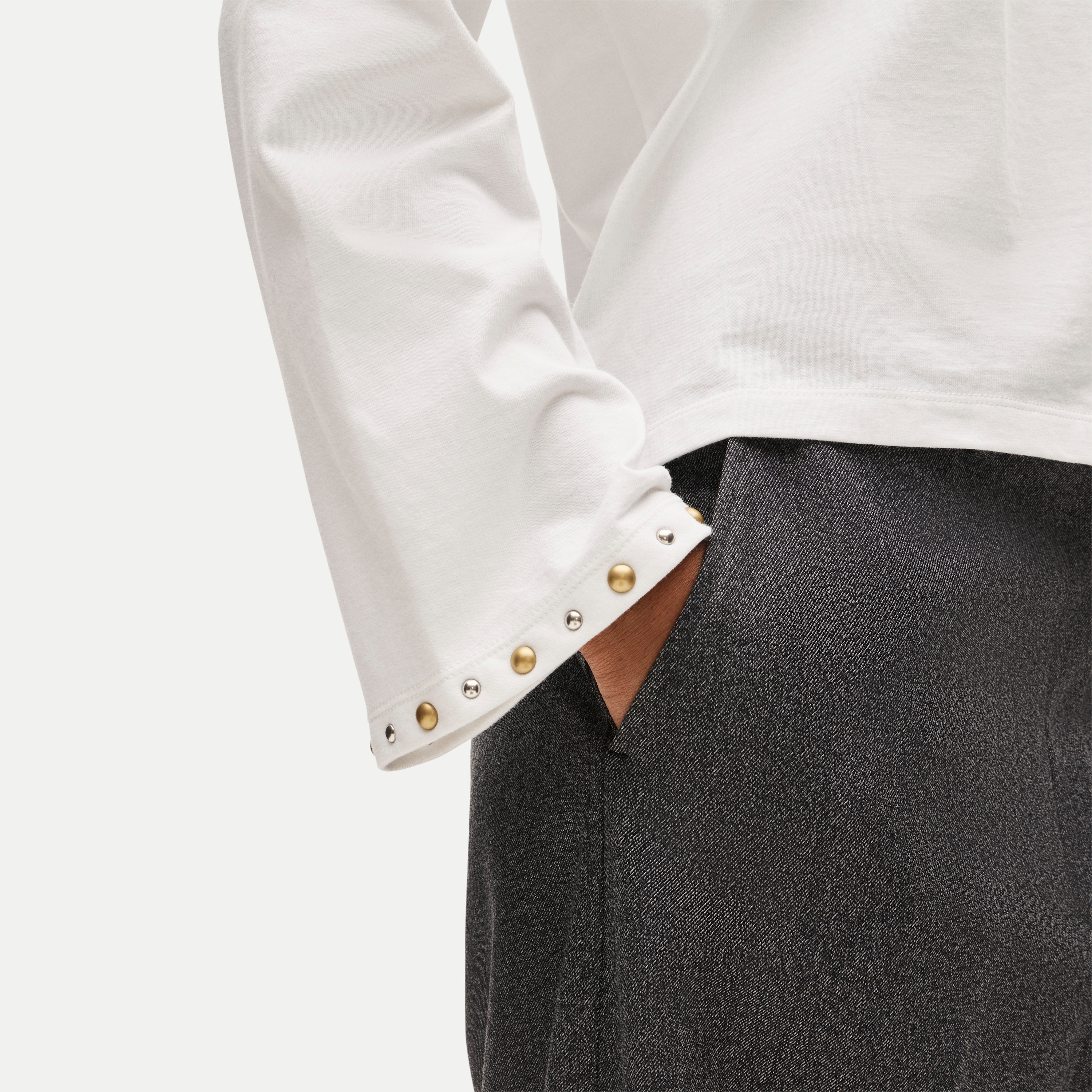 Embellished boyfriend jersey relaxed long-sleeve T-shirt