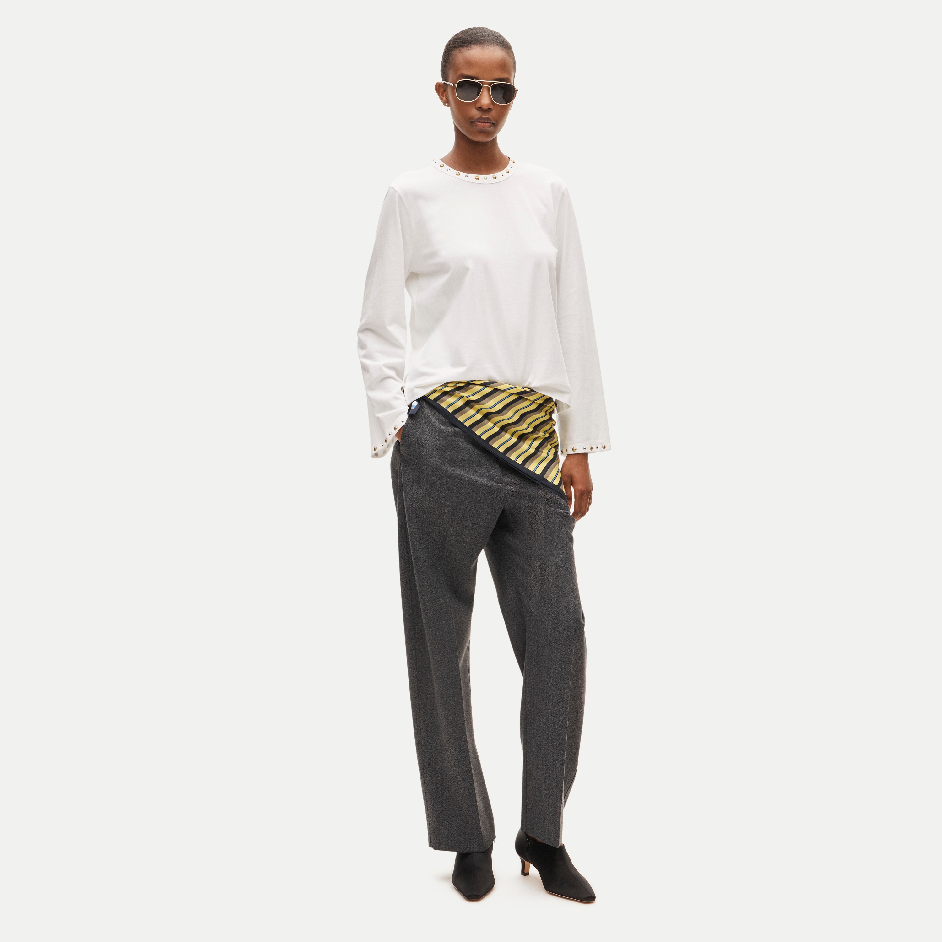 Embellished boyfriend jersey relaxed long-sleeve T-shirt