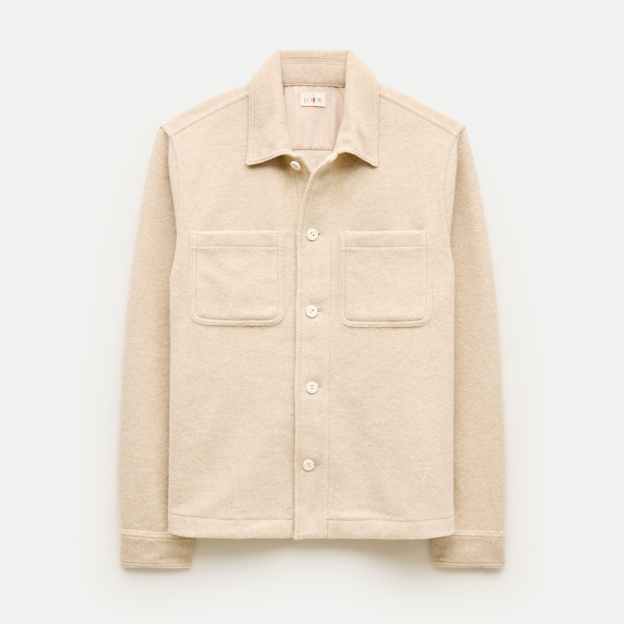 Straight-hem shirt-jacket in brushed chamois