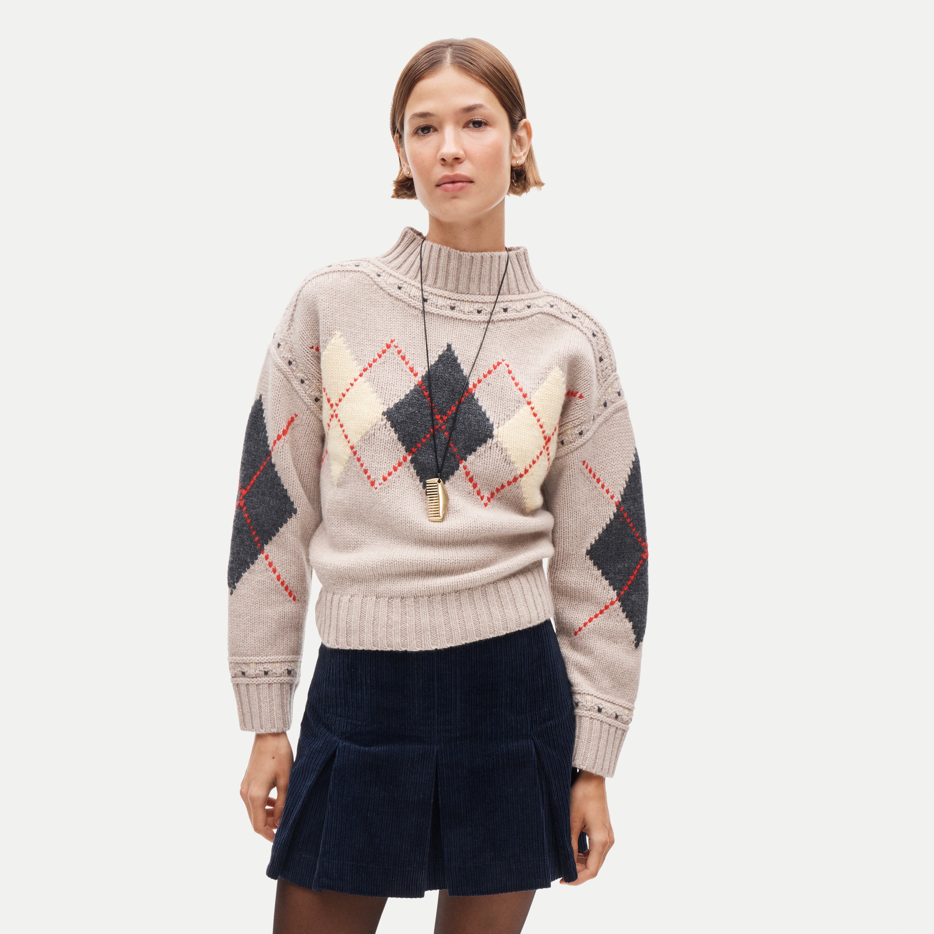 Pleated mini skirt in corduroy