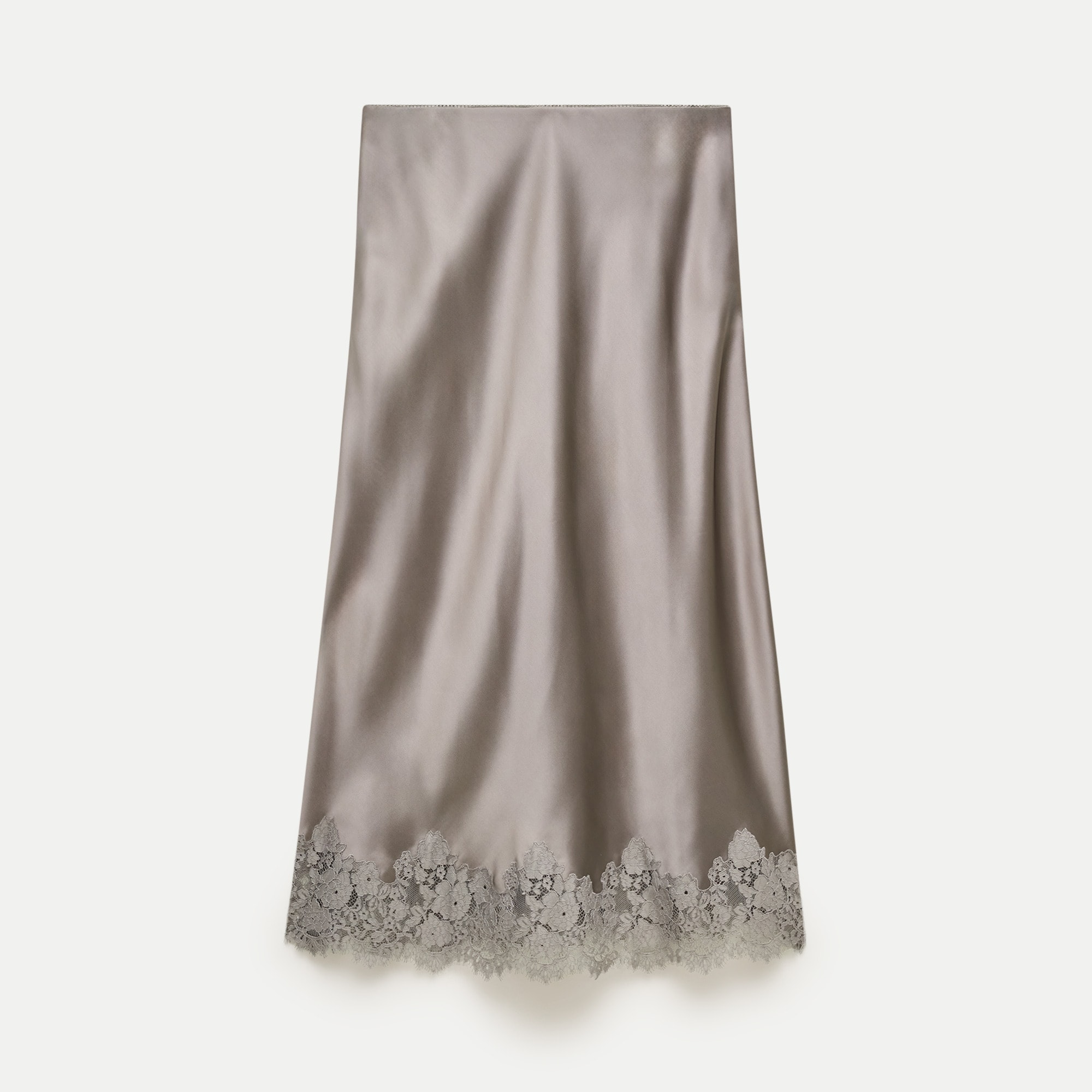 Gwyneth lace column slip skirt in double-faced satin