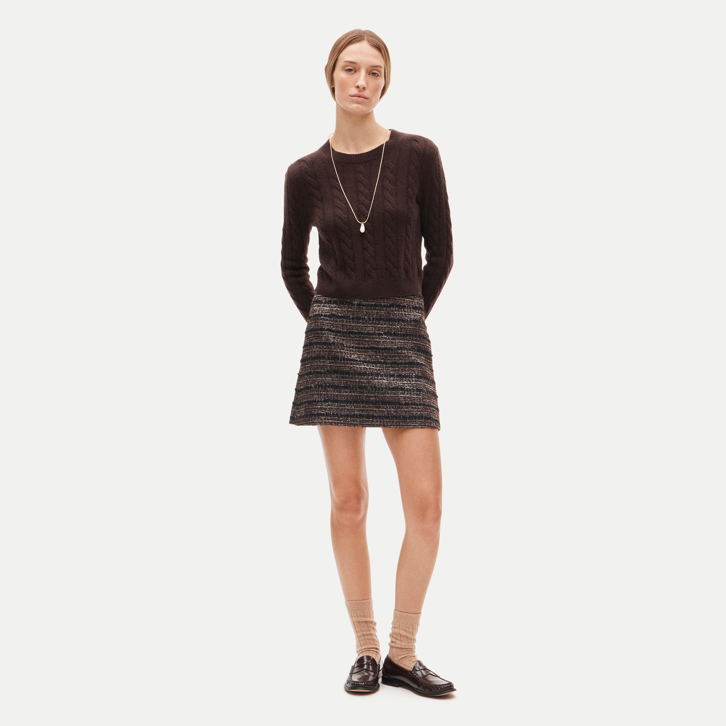 Fairfax mini skirt in striped metallic tweed