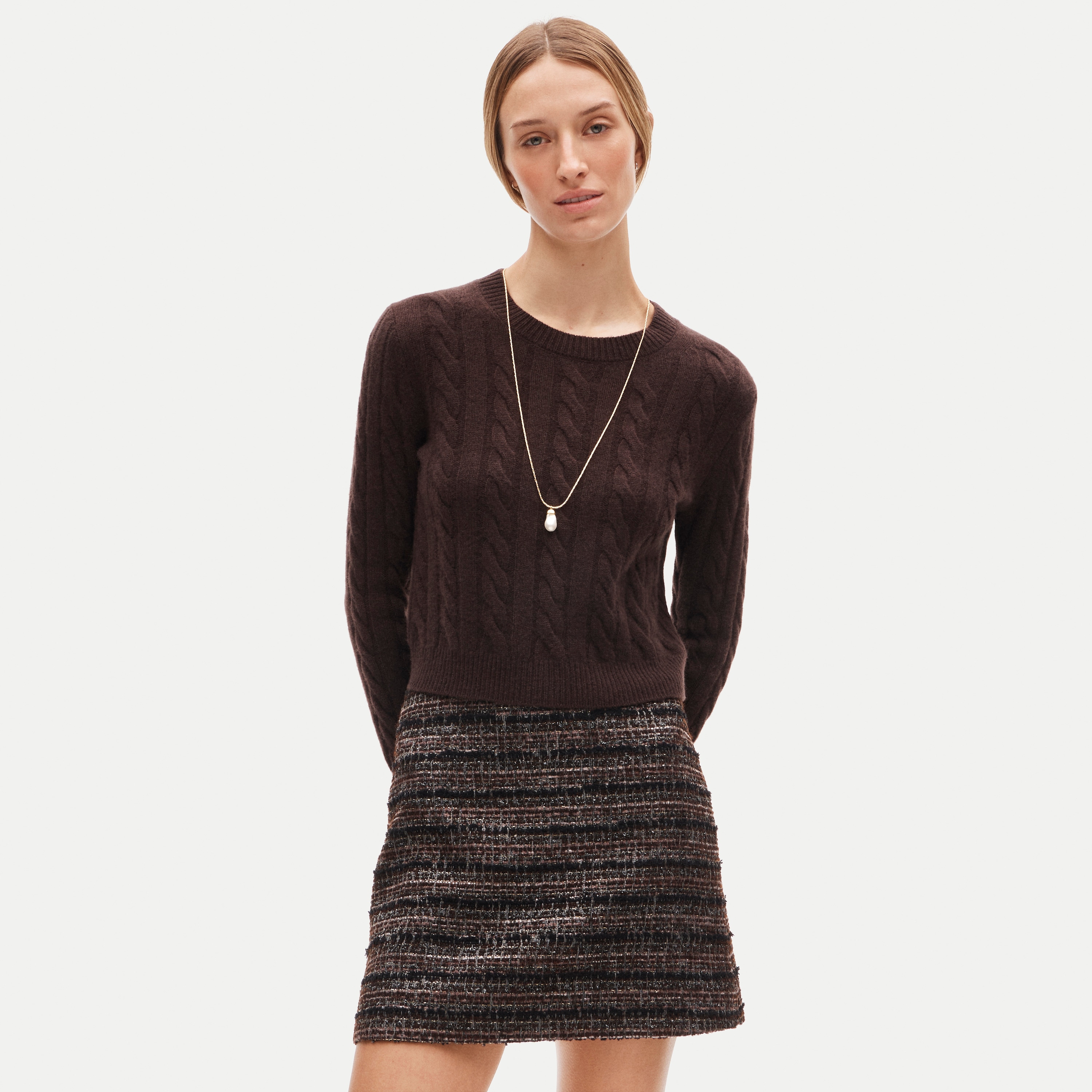 Fairfax mini skirt in striped metallic tweed