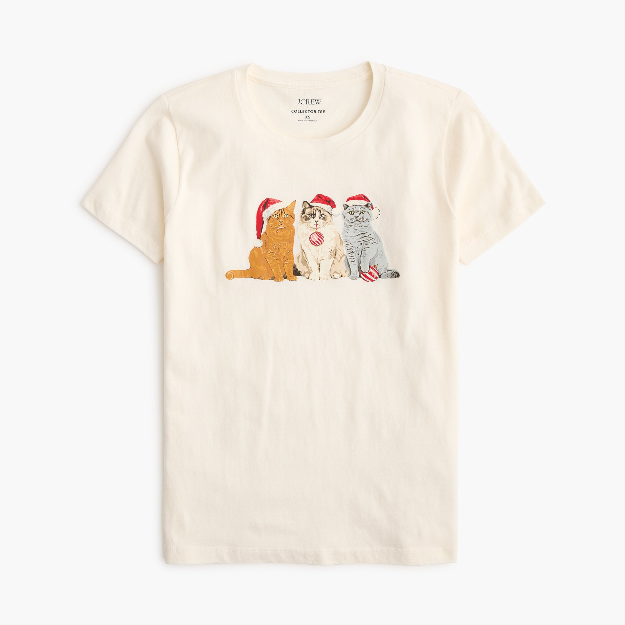 100% cotton holiday cats graphic tee