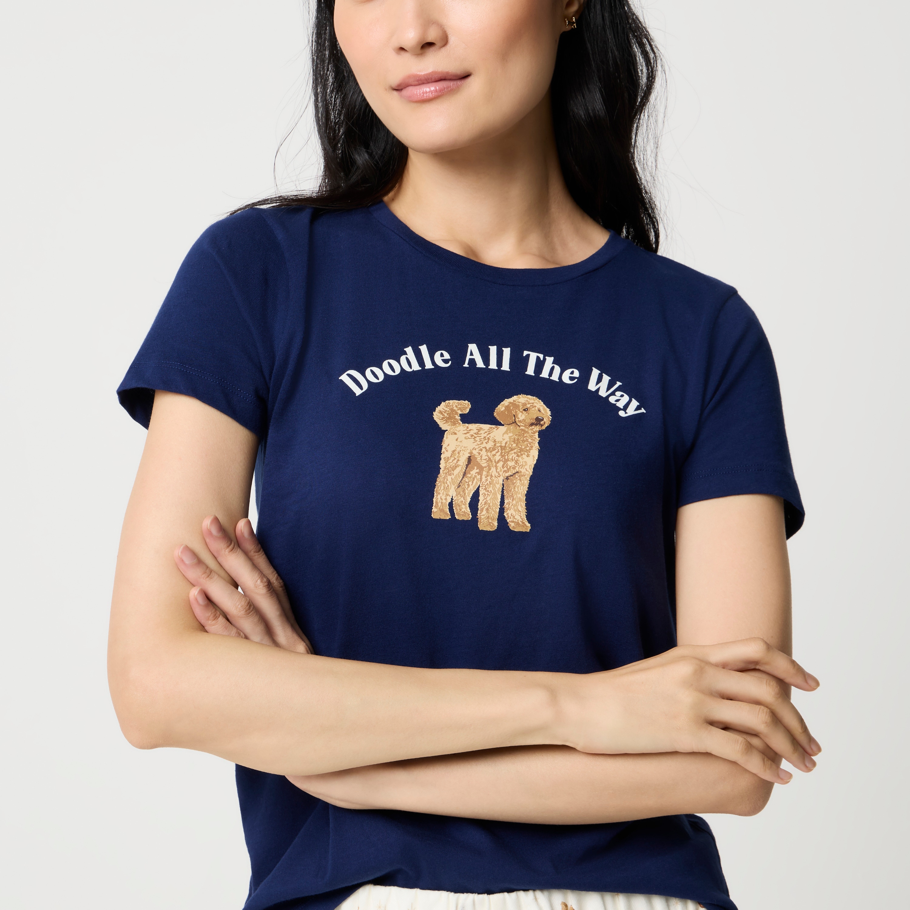 100% cotton "doodle all the way" dog graphic tee