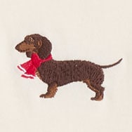 100% cotton embroidered holiday dachshund graphic tee SCARF DACHSHUND