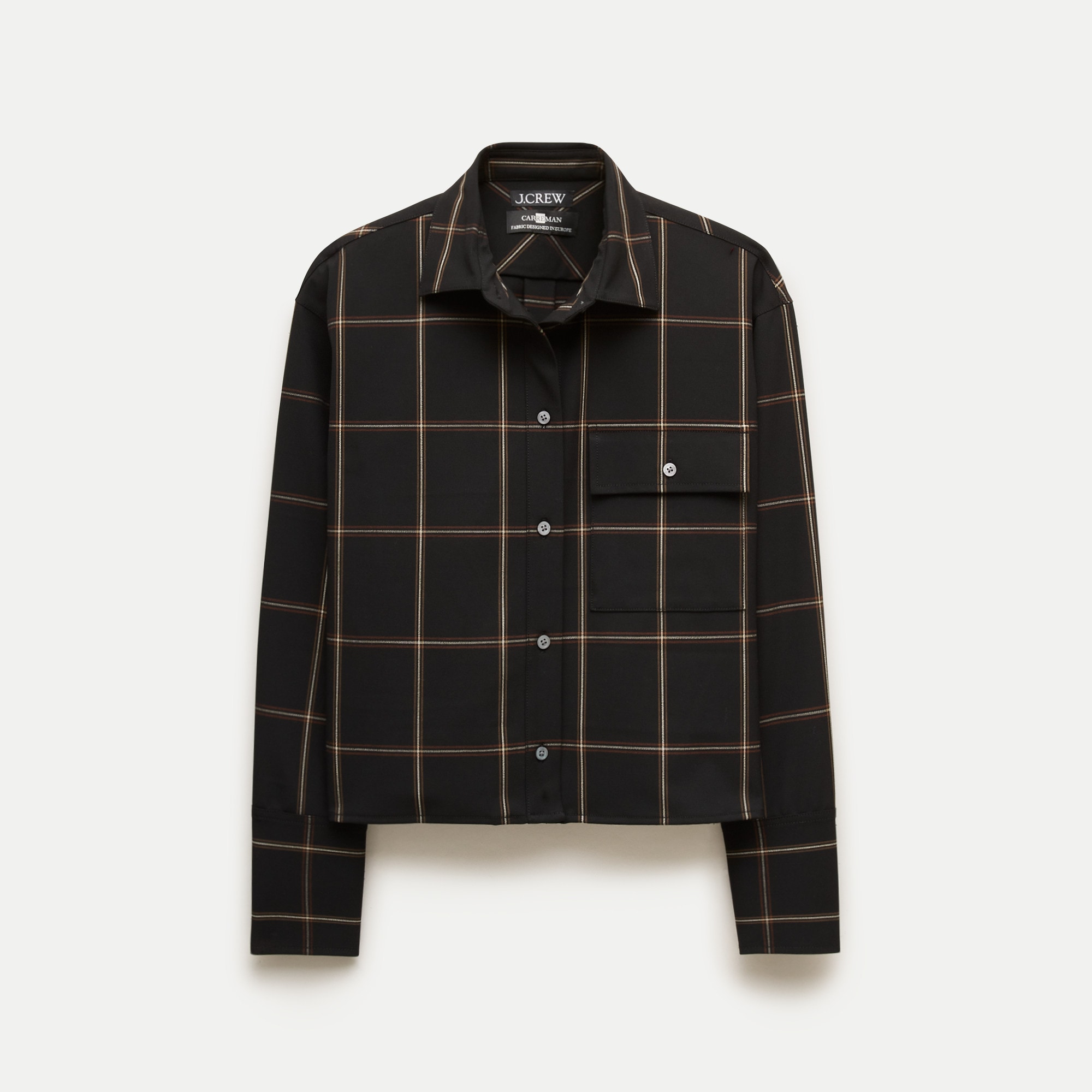 Esme cropped button-up shirt in plaid Gramercy suiting