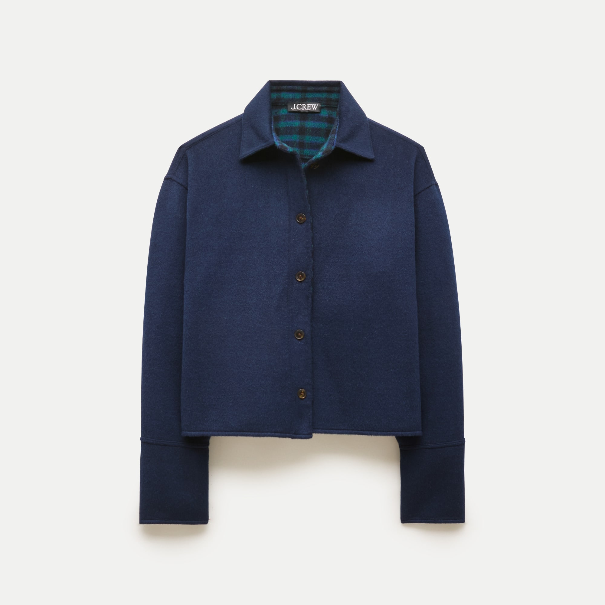 Esme cropped button-up shirt-jacket in double-faced wool