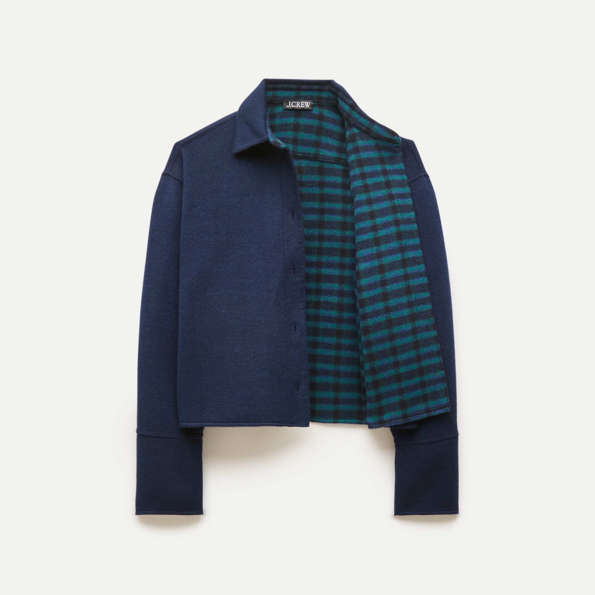Esme cropped button-up shirt-jacket in double-faced wool