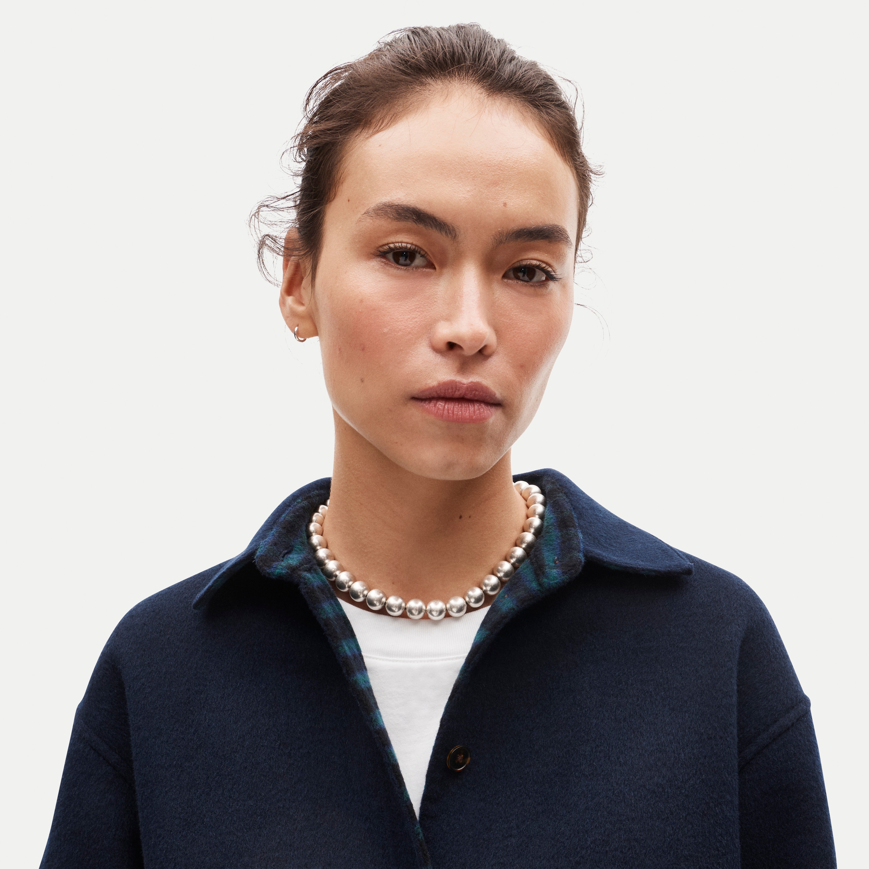 Esme cropped button-up shirt-jacket in double-faced wool