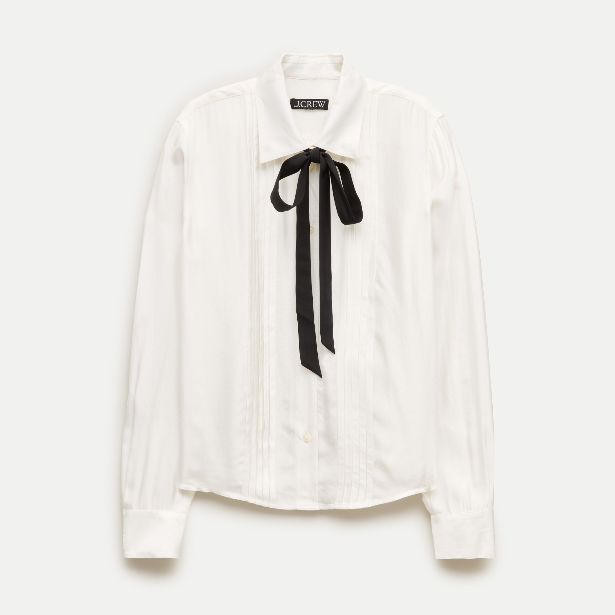 Tie-neck button-up shirt in viscose twill