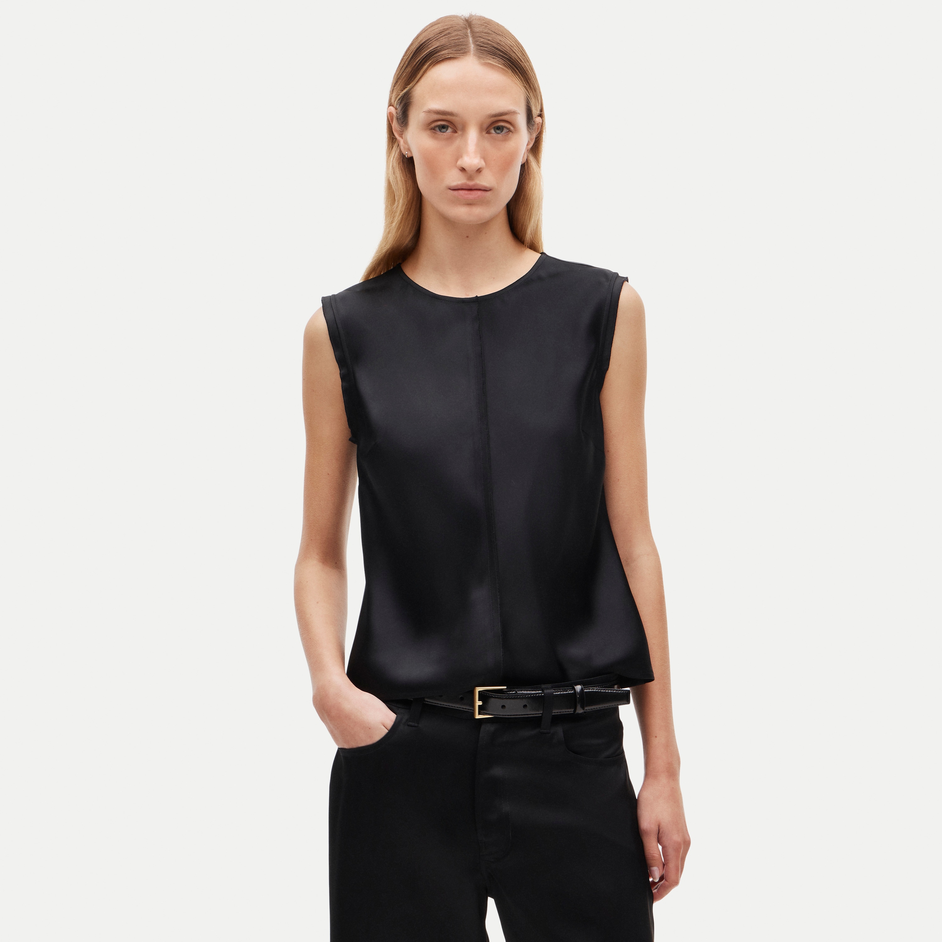 Shell top in double-faced satin