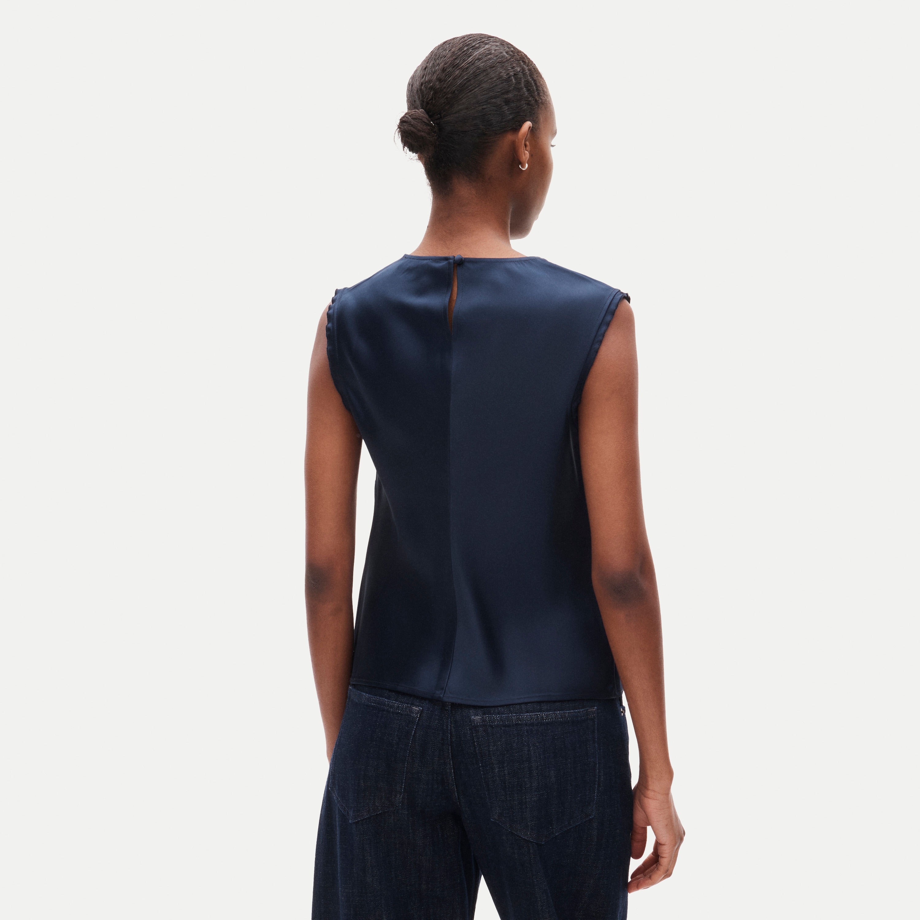 Shell top in double-faced satin