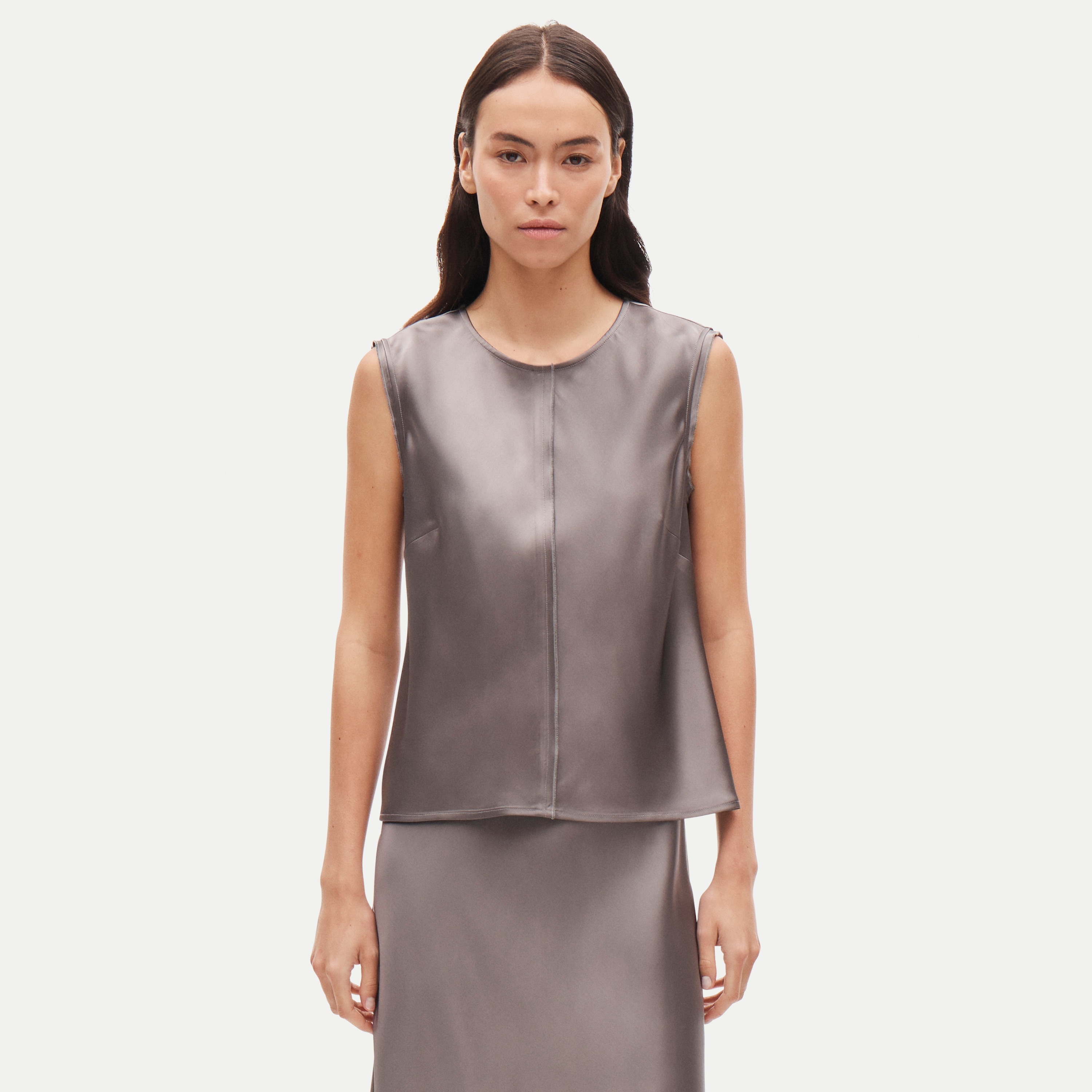 Shell top in double-faced satin