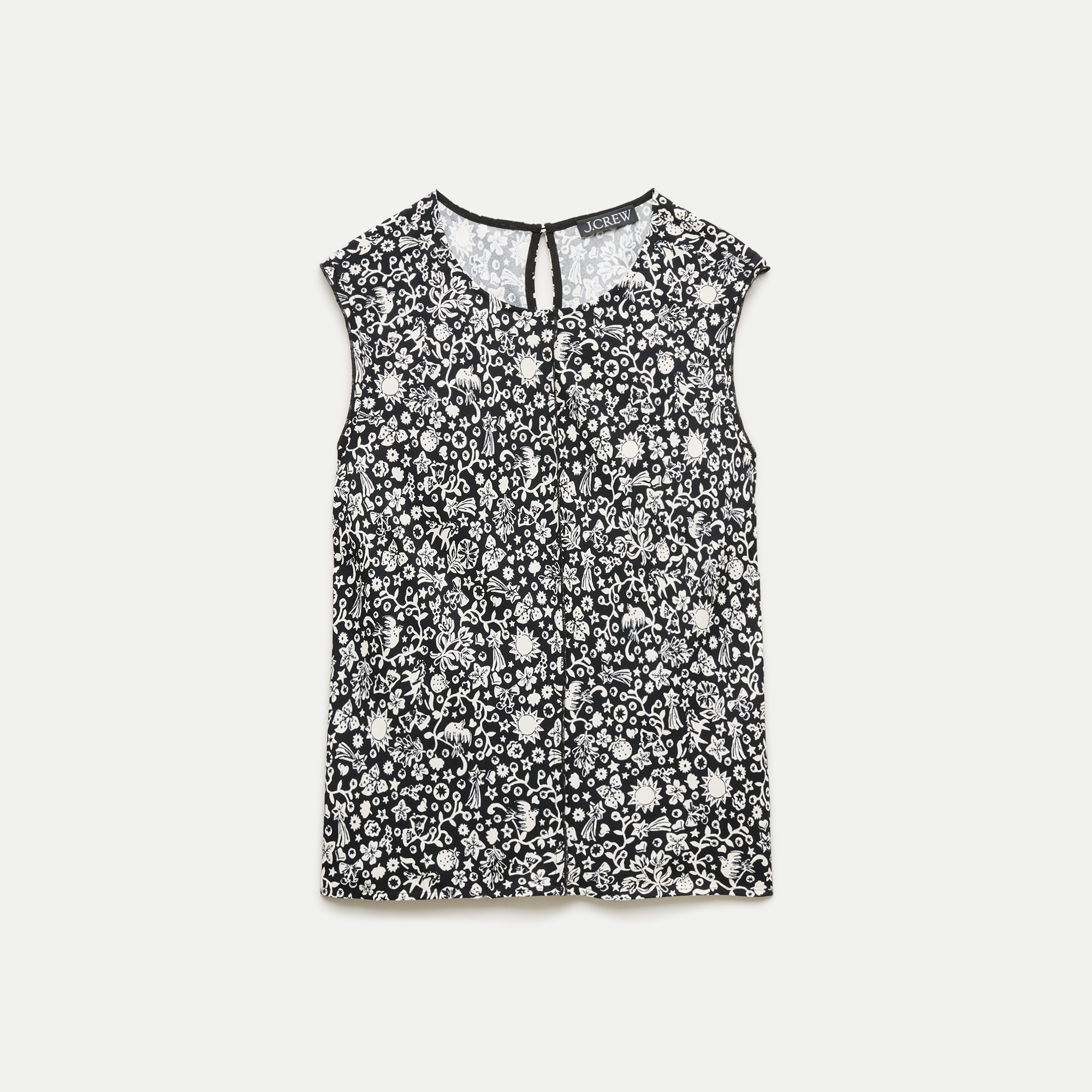 Shell top in charm-print crepe de chine