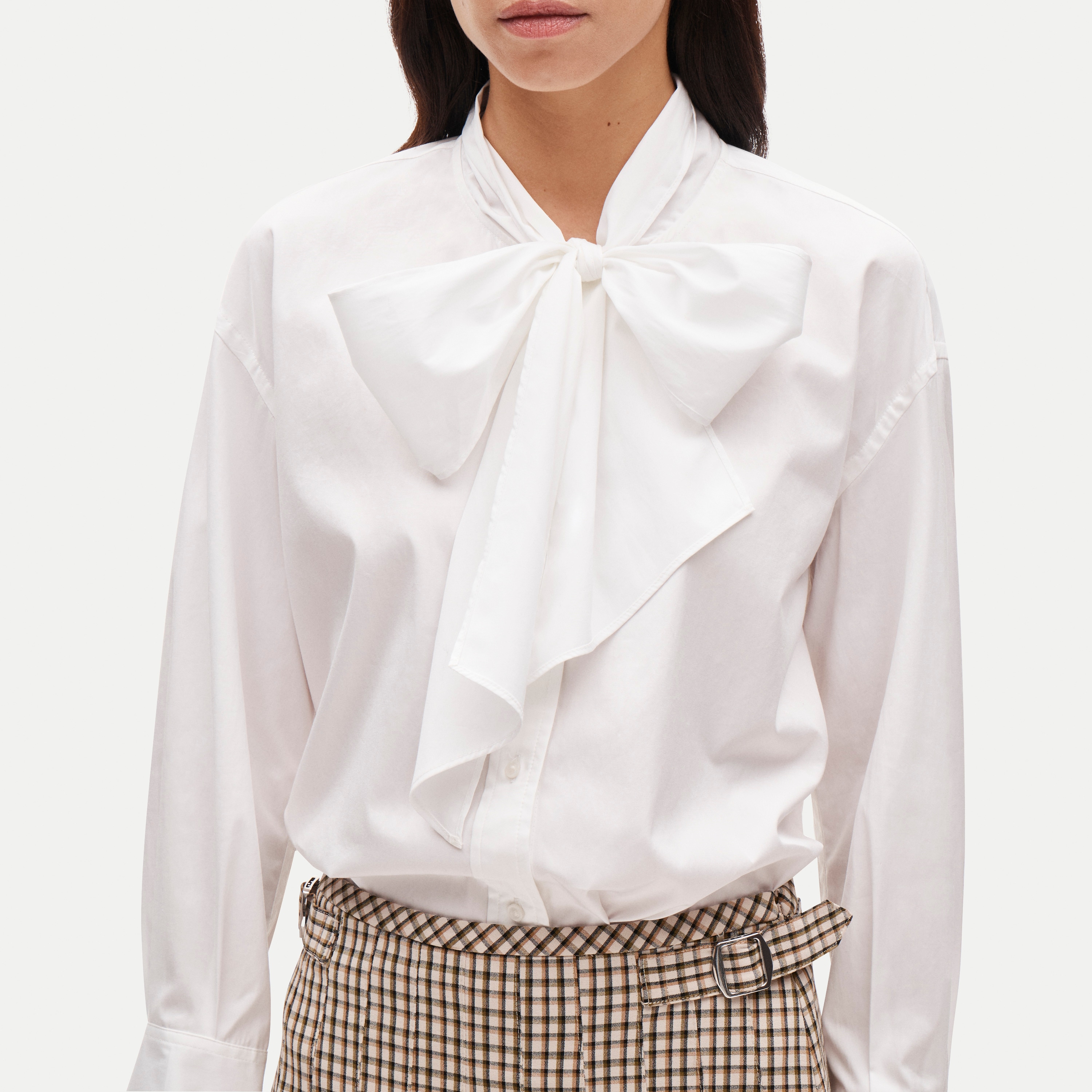 Bow button-up shirt in cotton poplin