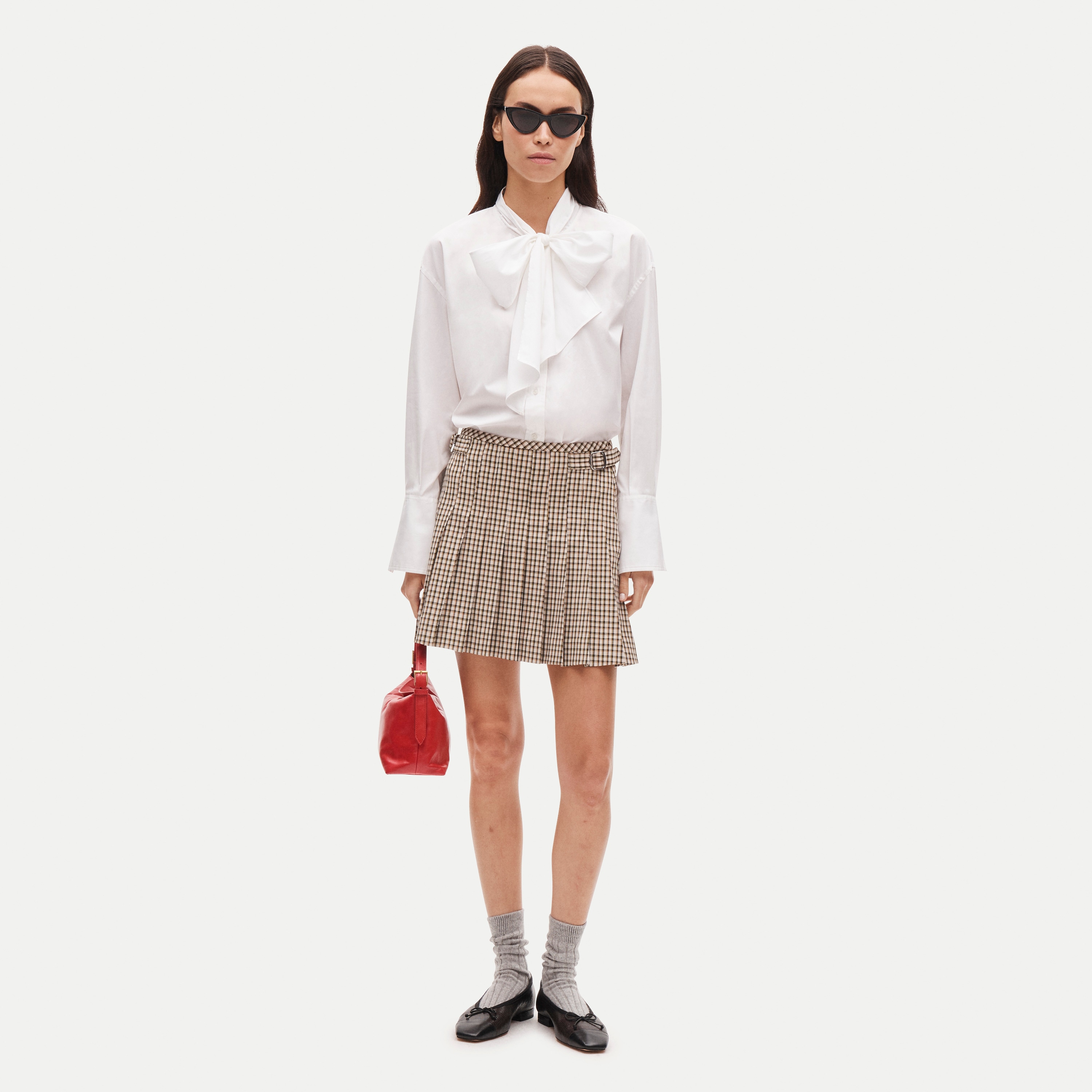 Bow button-up shirt in cotton poplin